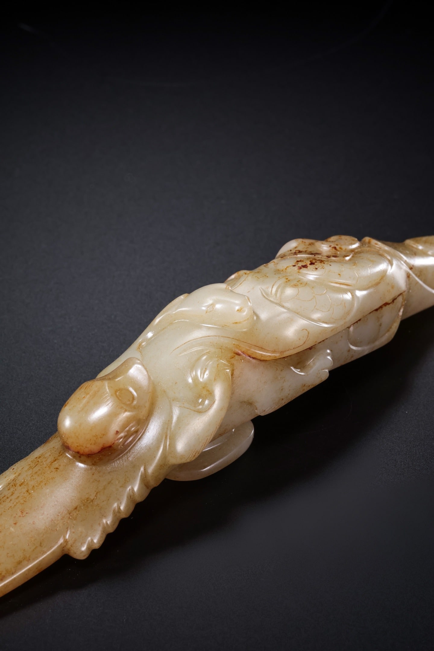 Jade Carved Dragon Shape Belt Hook - 12