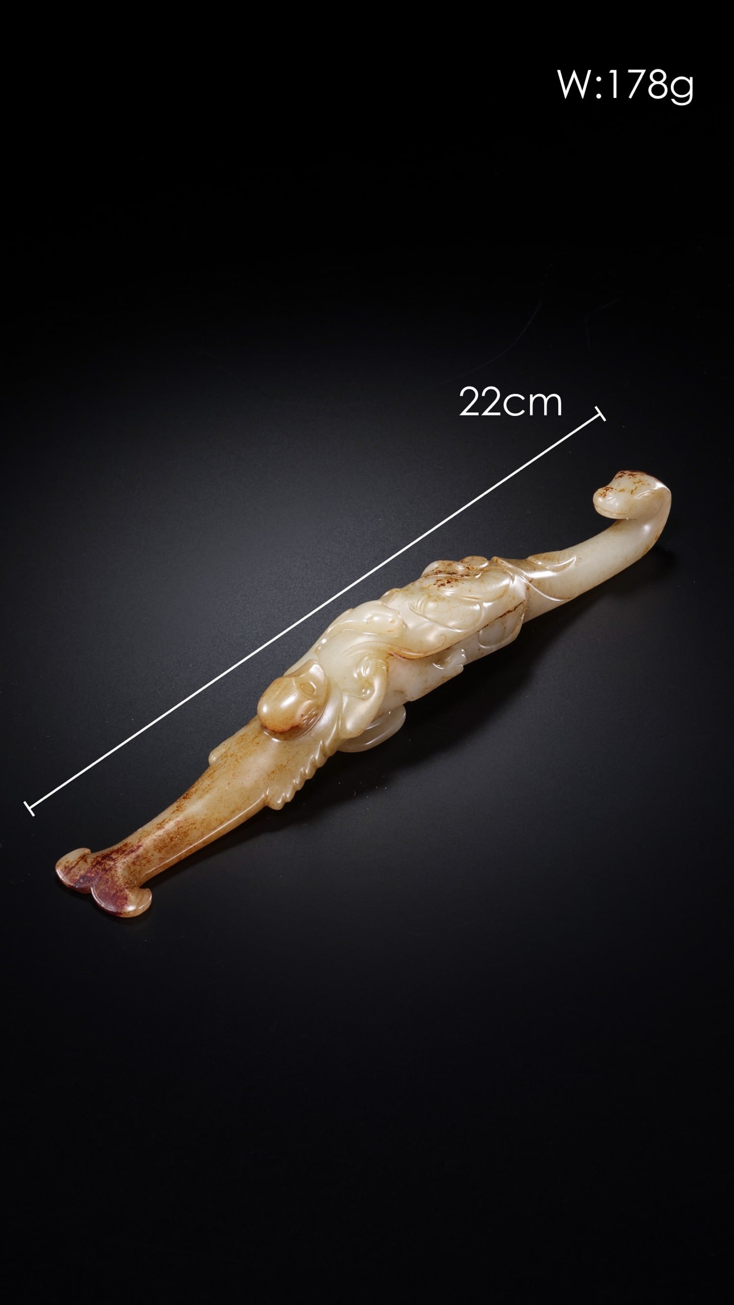 Jade Carved Dragon Shape Belt Hook - 3