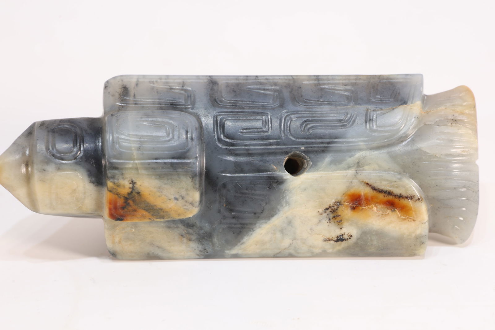 Jade Carved Beast Face Pattern Bird Shape Ornament - 2