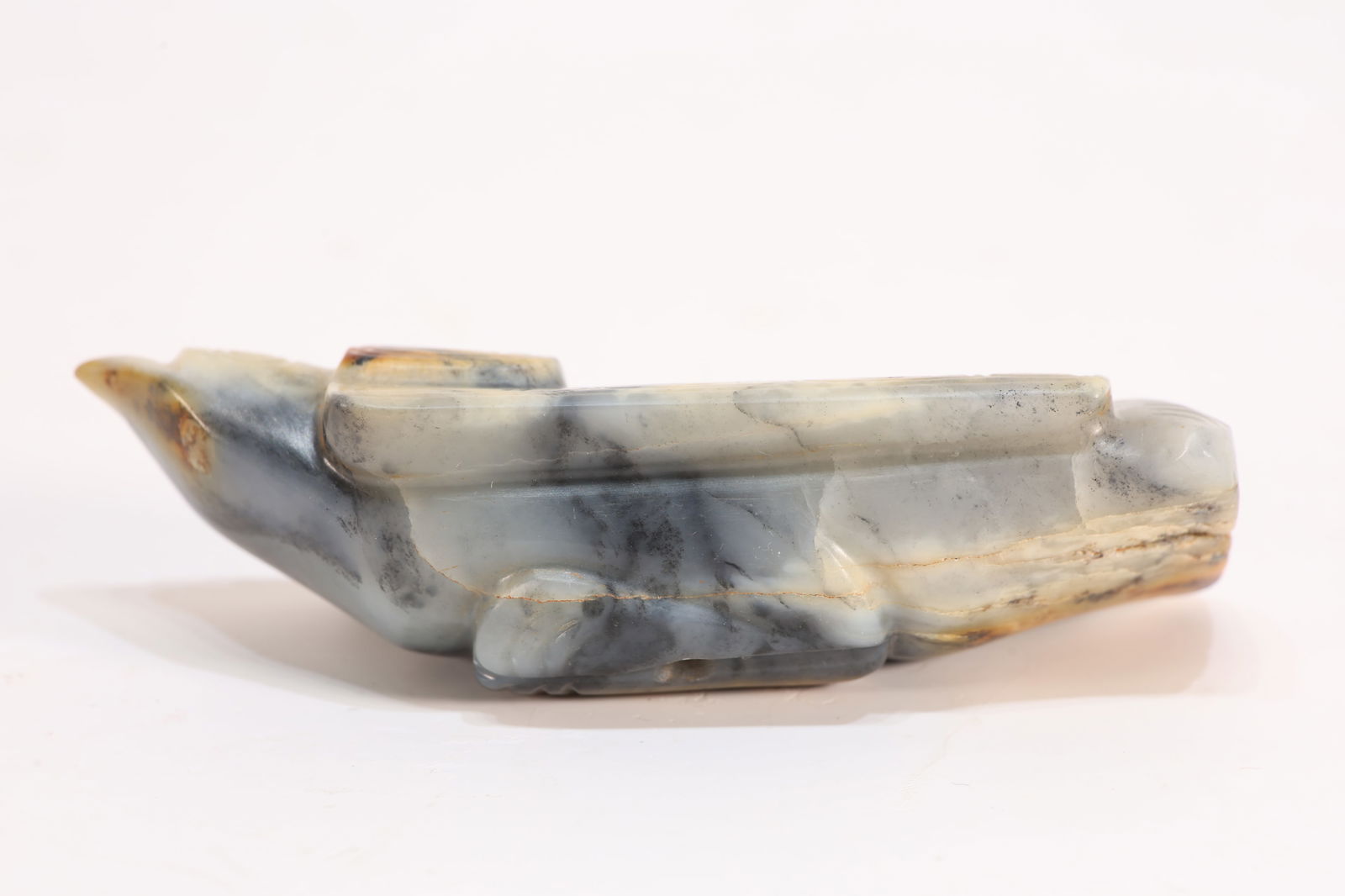 Jade Carved Beast Face Pattern Bird Shape Ornament - 3