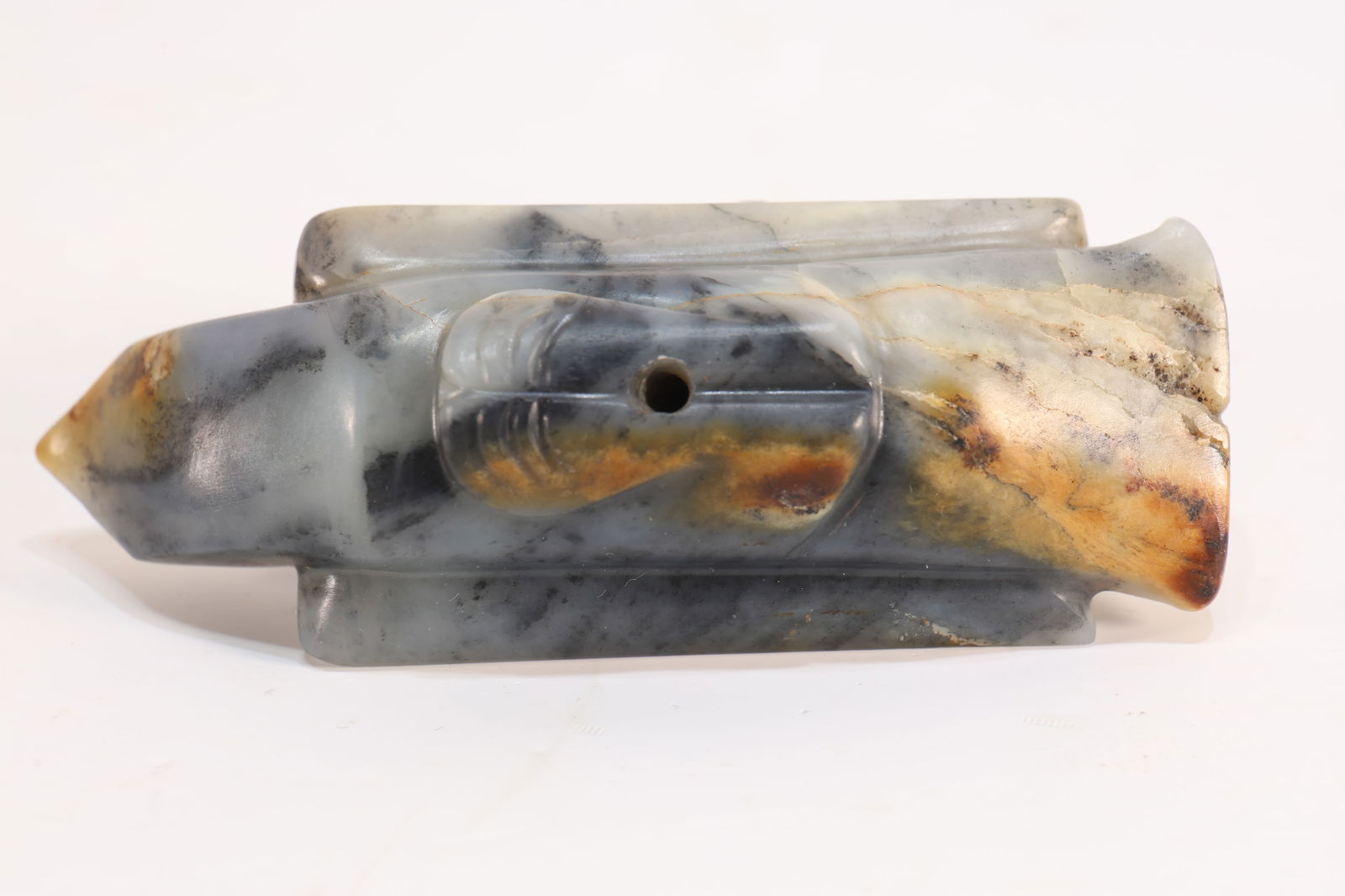 Jade Carved Beast Face Pattern Bird Shape Ornament - 4