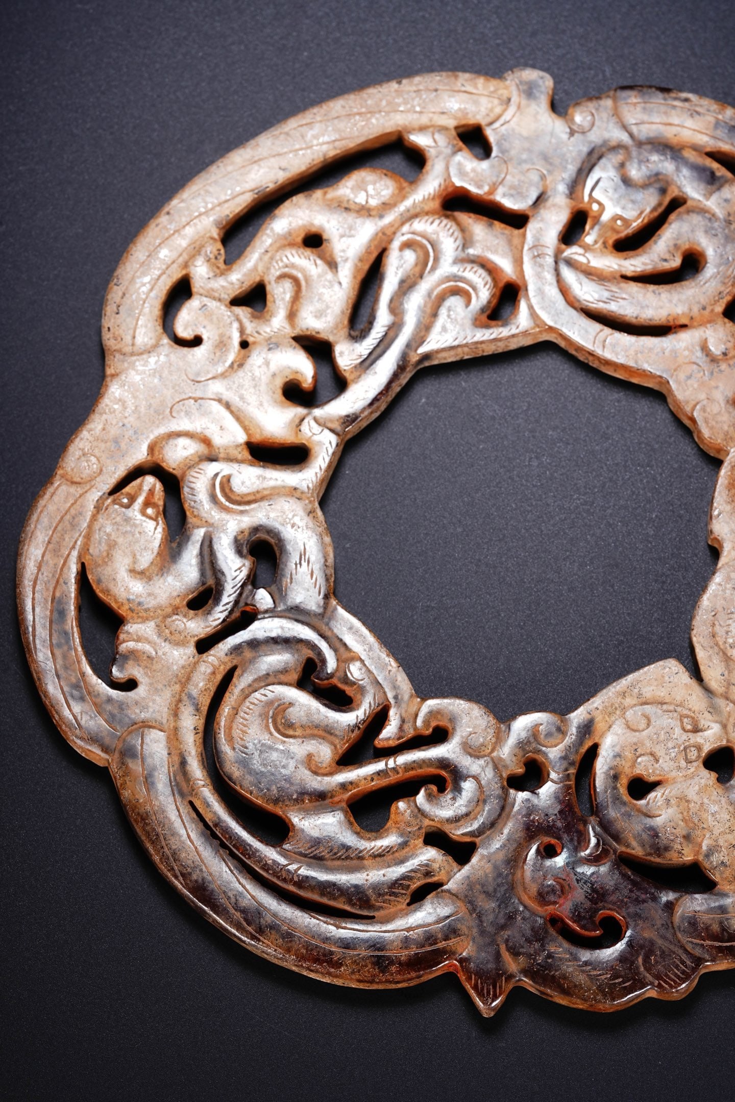 Jade Carved Chi Dragon Pattern Bi - 10