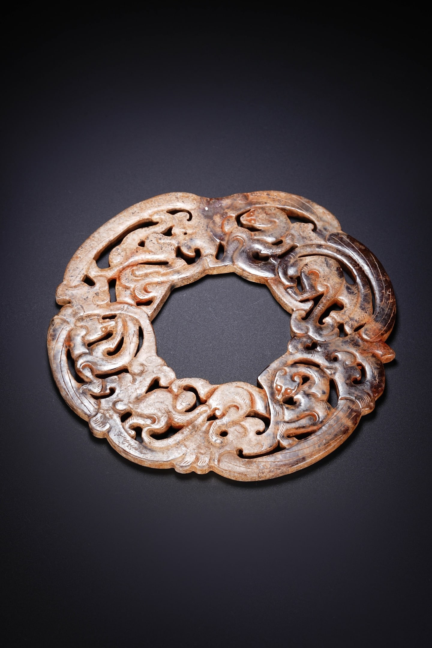 Jade Carved Chi Dragon Pattern Bi - 3