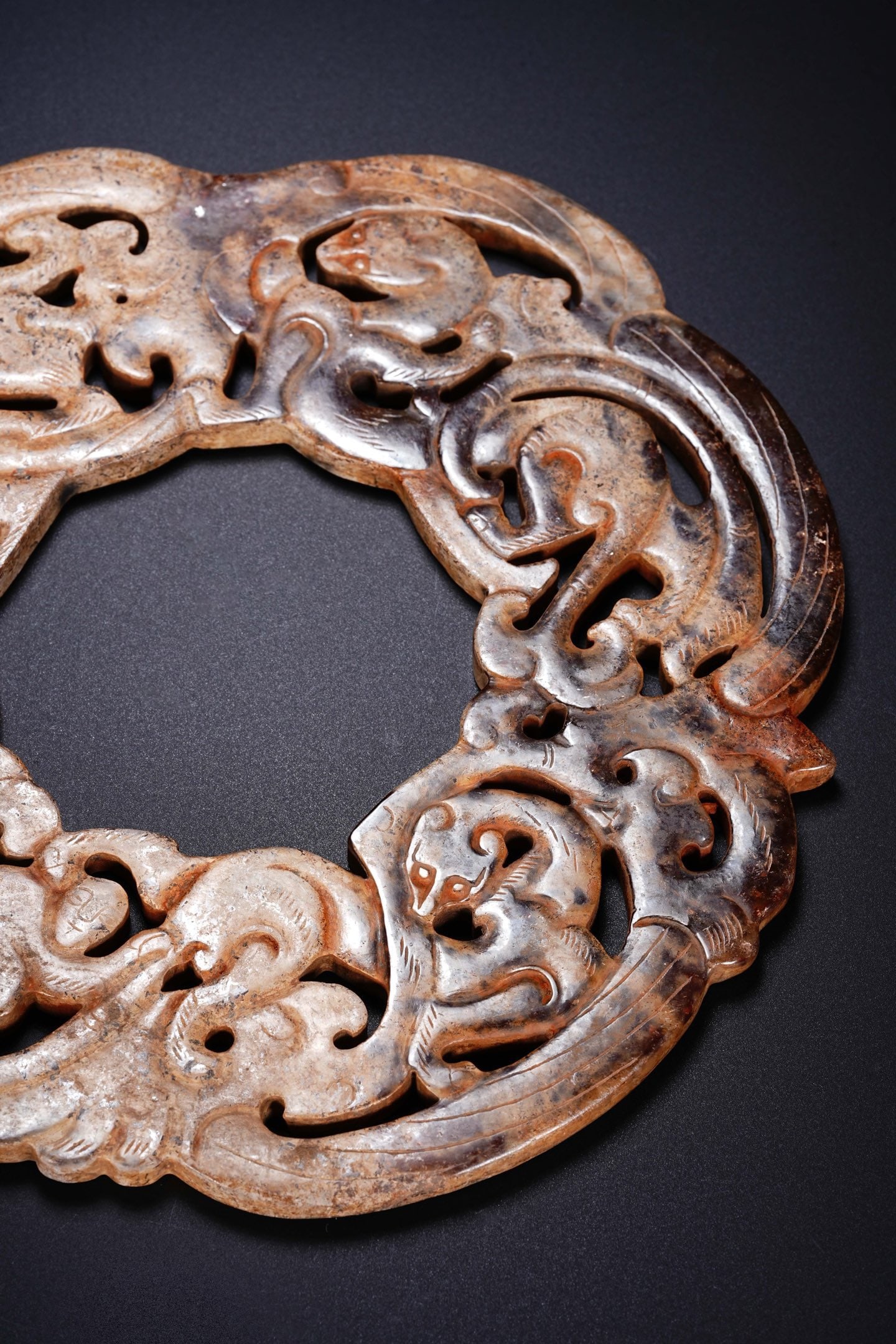 Jade Carved Chi Dragon Pattern Bi - 5