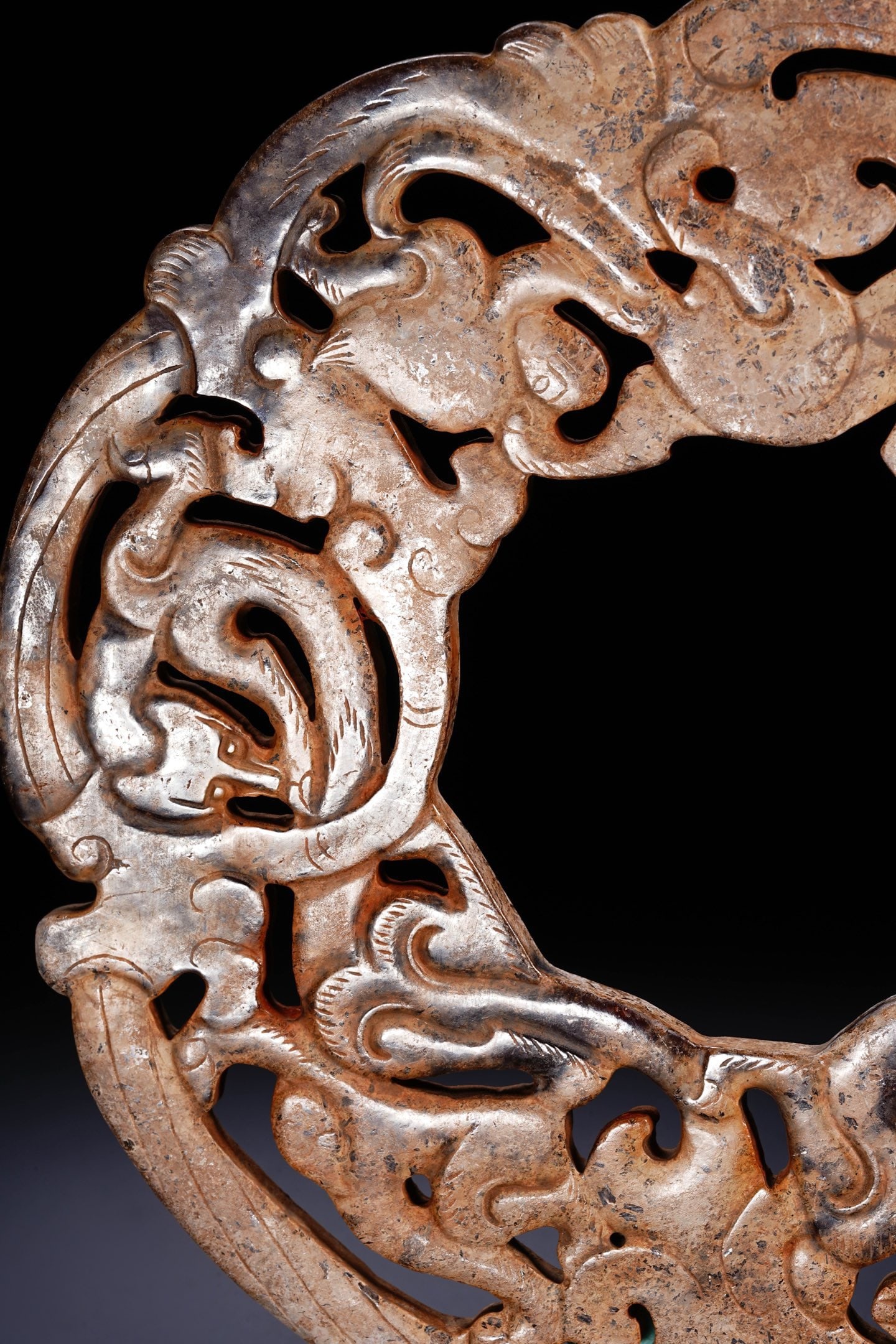 Jade Carved Chi Dragon Pattern Bi - 6
