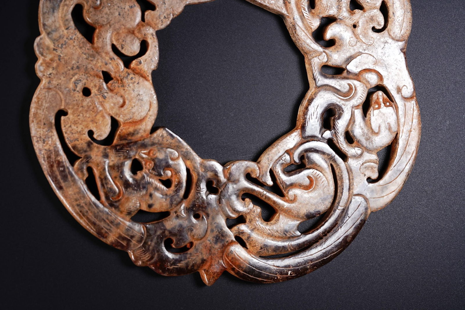 Jade Carved Chi Dragon Pattern Bi - 7