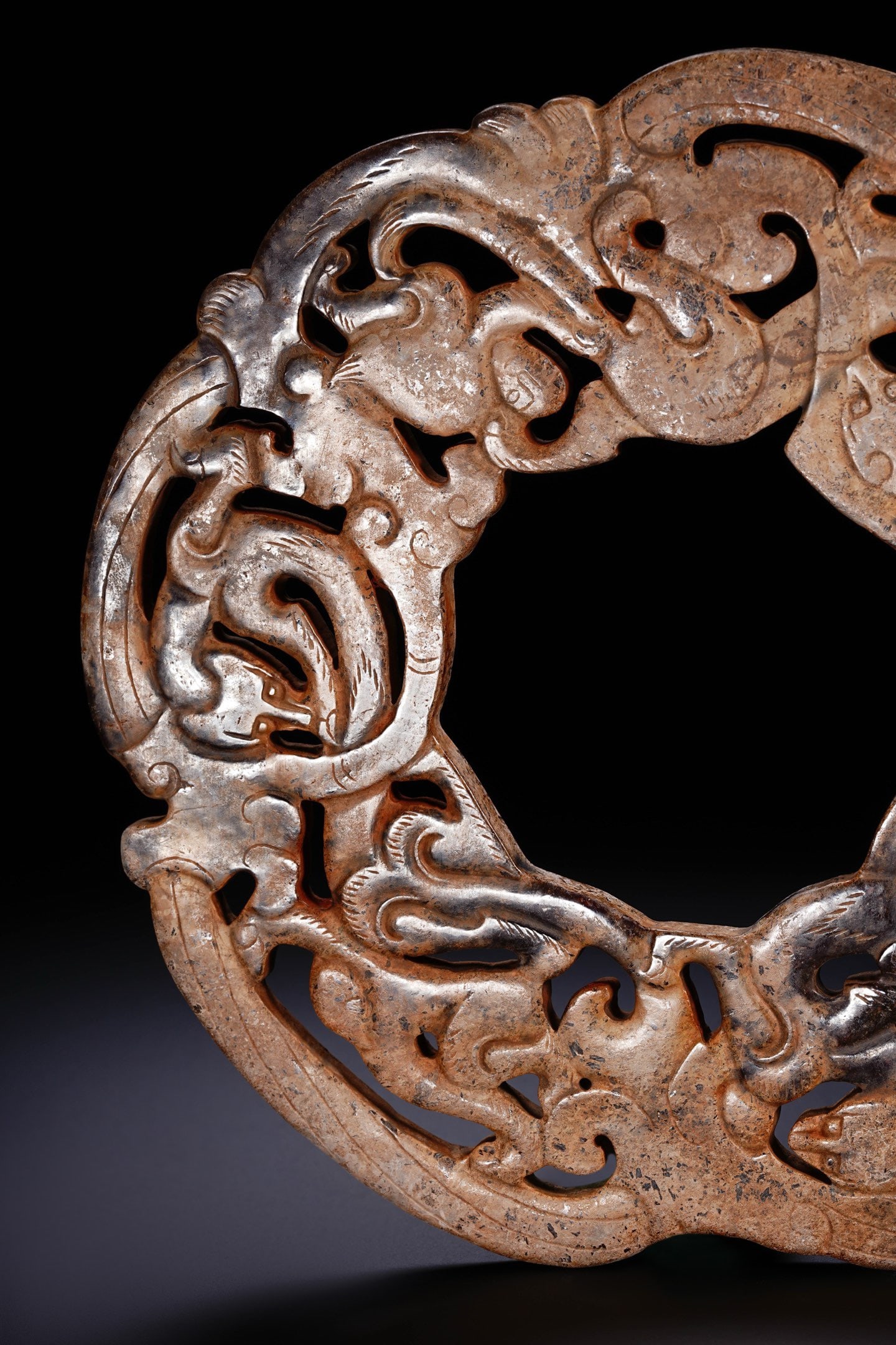 Jade Carved Chi Dragon Pattern Bi - 8