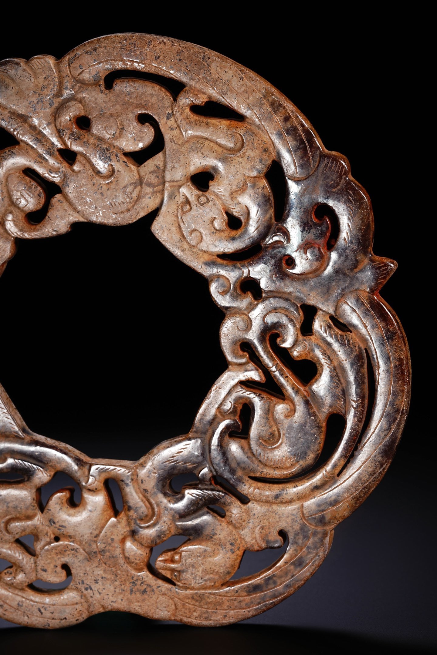 Jade Carved Chi Dragon Pattern Bi - 9