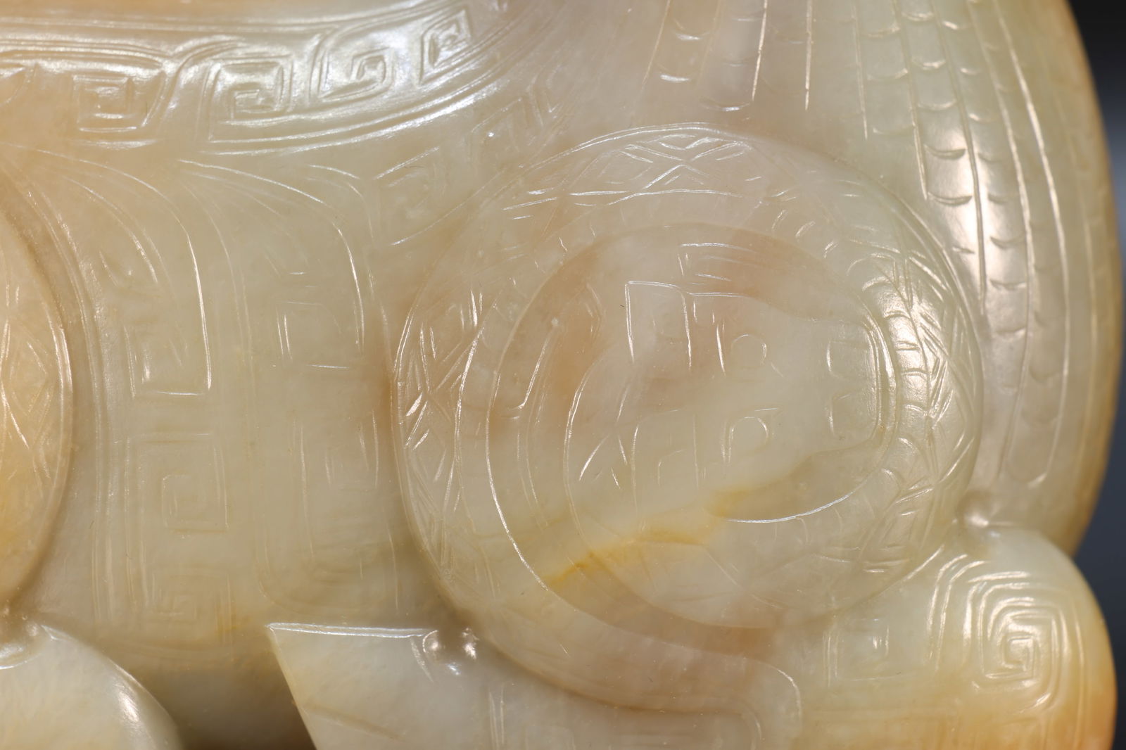 Jade Carved Beast Face Pattern Ram Shape Figure - 3