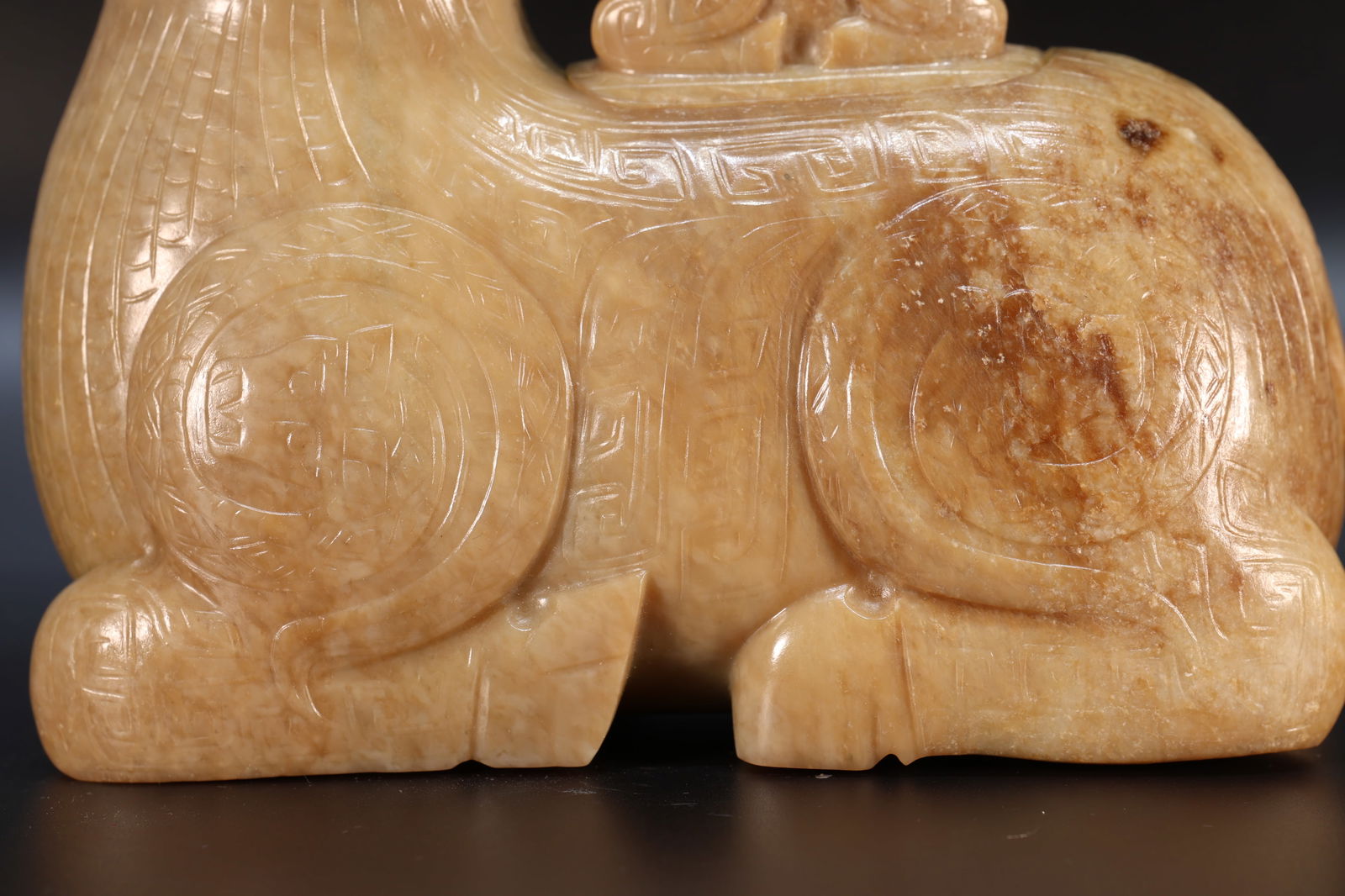 Jade Carved Beast Face Pattern Ram Shape Figure - 9