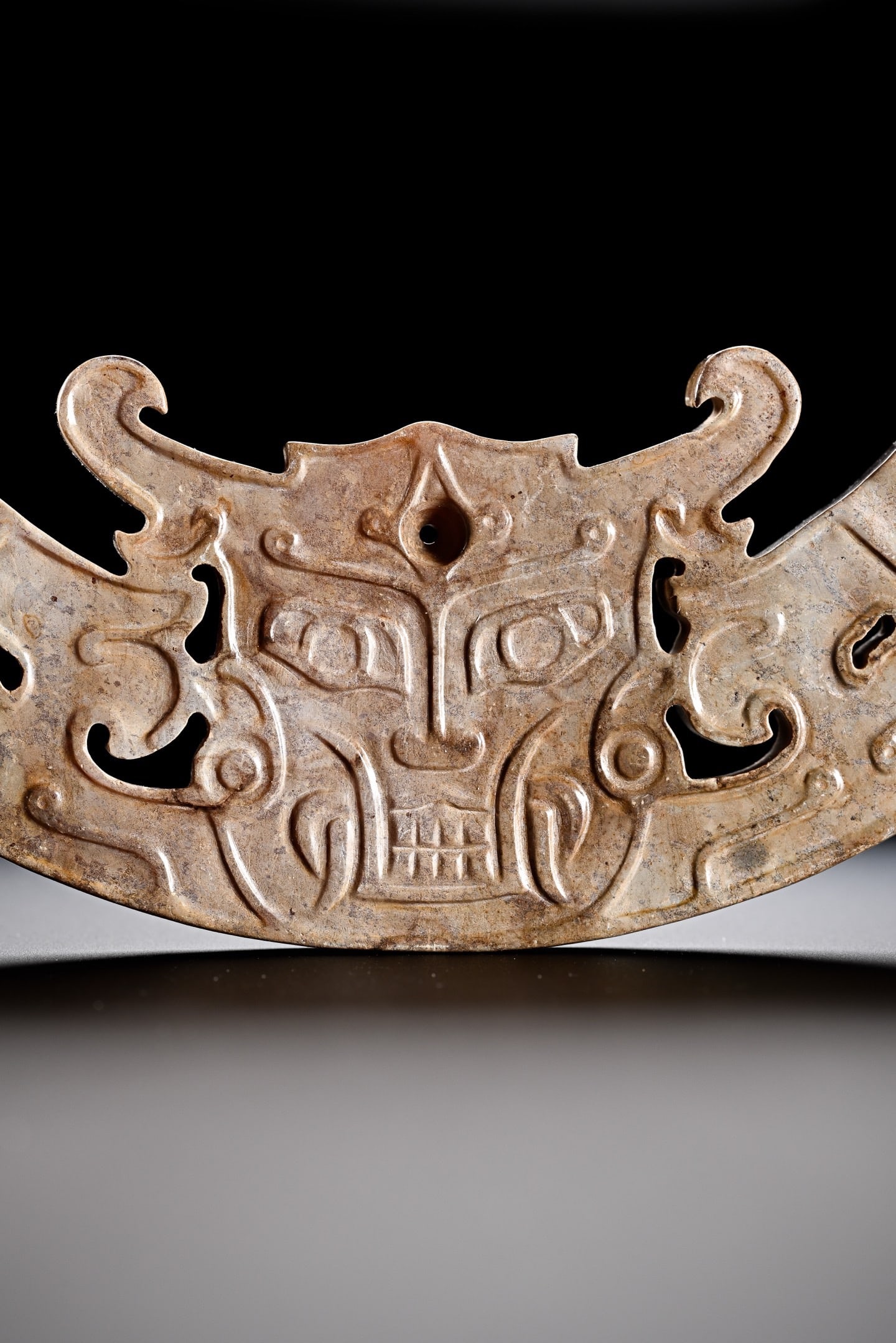 Jade Carved Beast Face Pattern Bi - 4