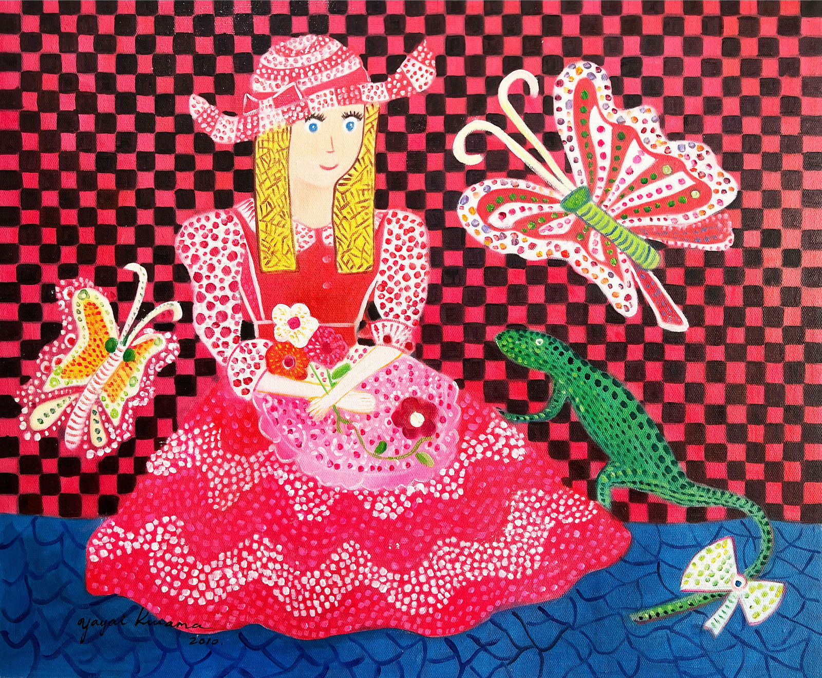 Yayoi Kusama, Lovely Princess. Oil on Canvas: Yayoi Kusama, Lovely Princess. Oil on Canvas (60 x 50cm)