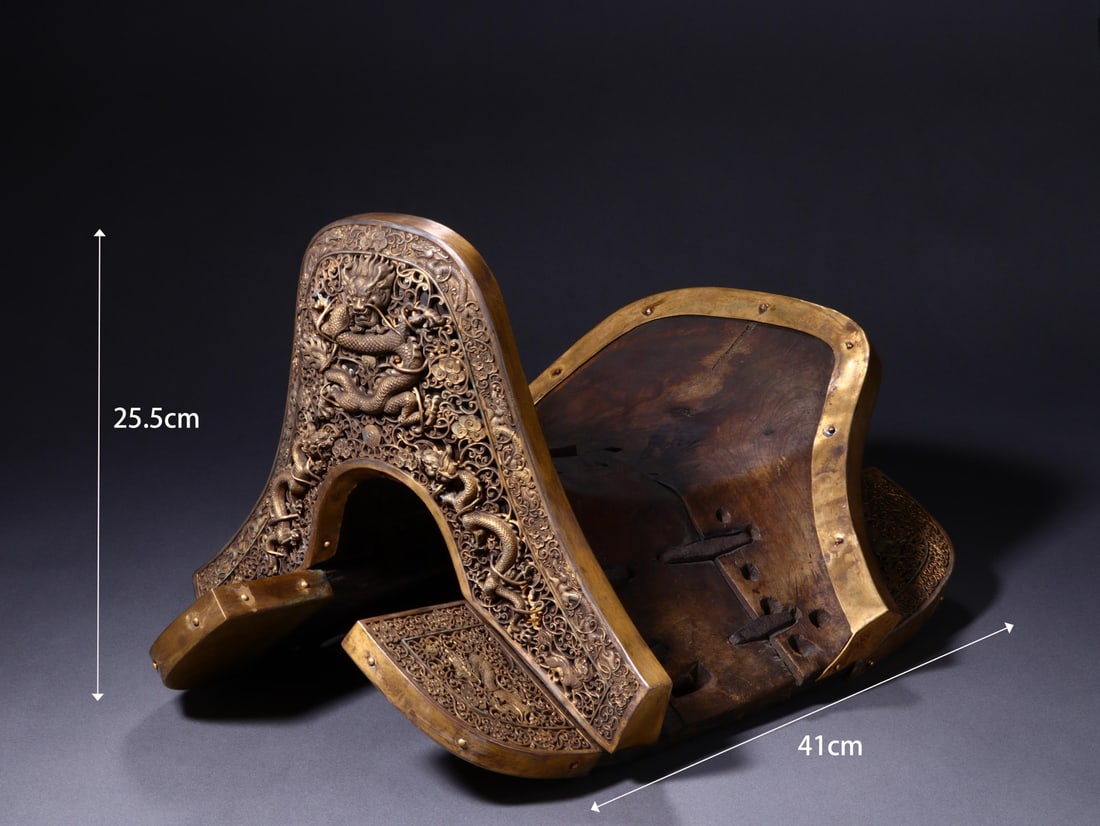 Gilt Bronze Carved Flower and Dragon Pattern Saddle (1 of 13)