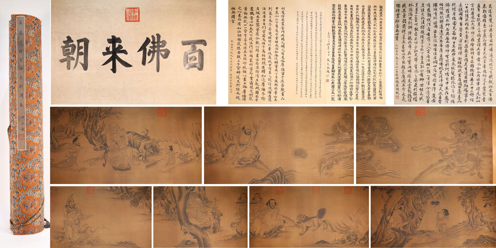 Chinese Drawing Buddha Story Hand Scroll,Wu Daozi Mark: Chinese Drawing Buddha Story Hand Scroll,Wu Daozi Mark (1988 x 71.5cm)