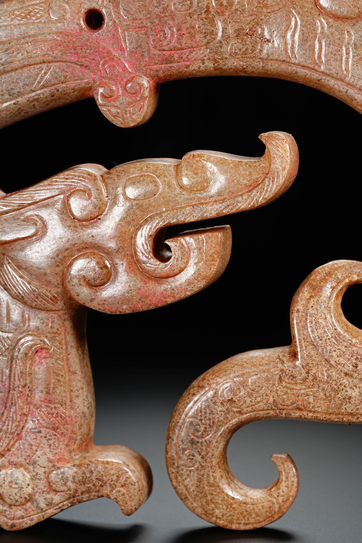 Jade Carved Dragon Shape Bi - 10