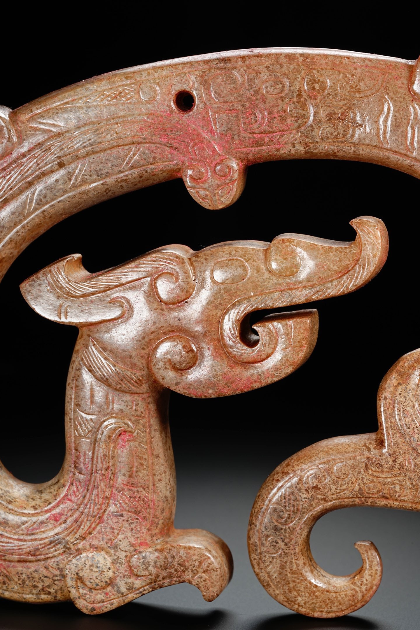 Jade Carved Dragon Shape Bi - 15