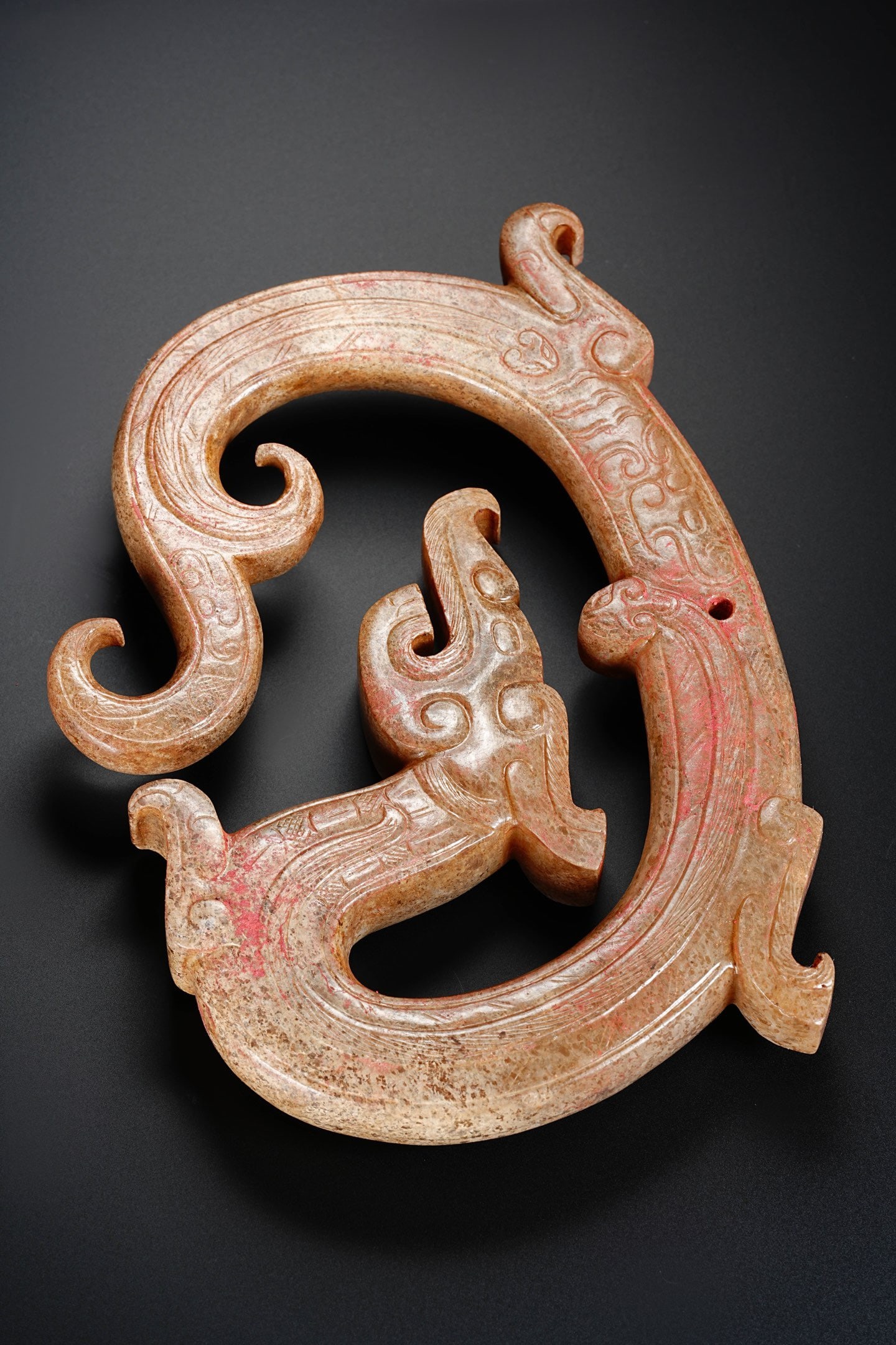 Jade Carved Dragon Shape Bi - 5