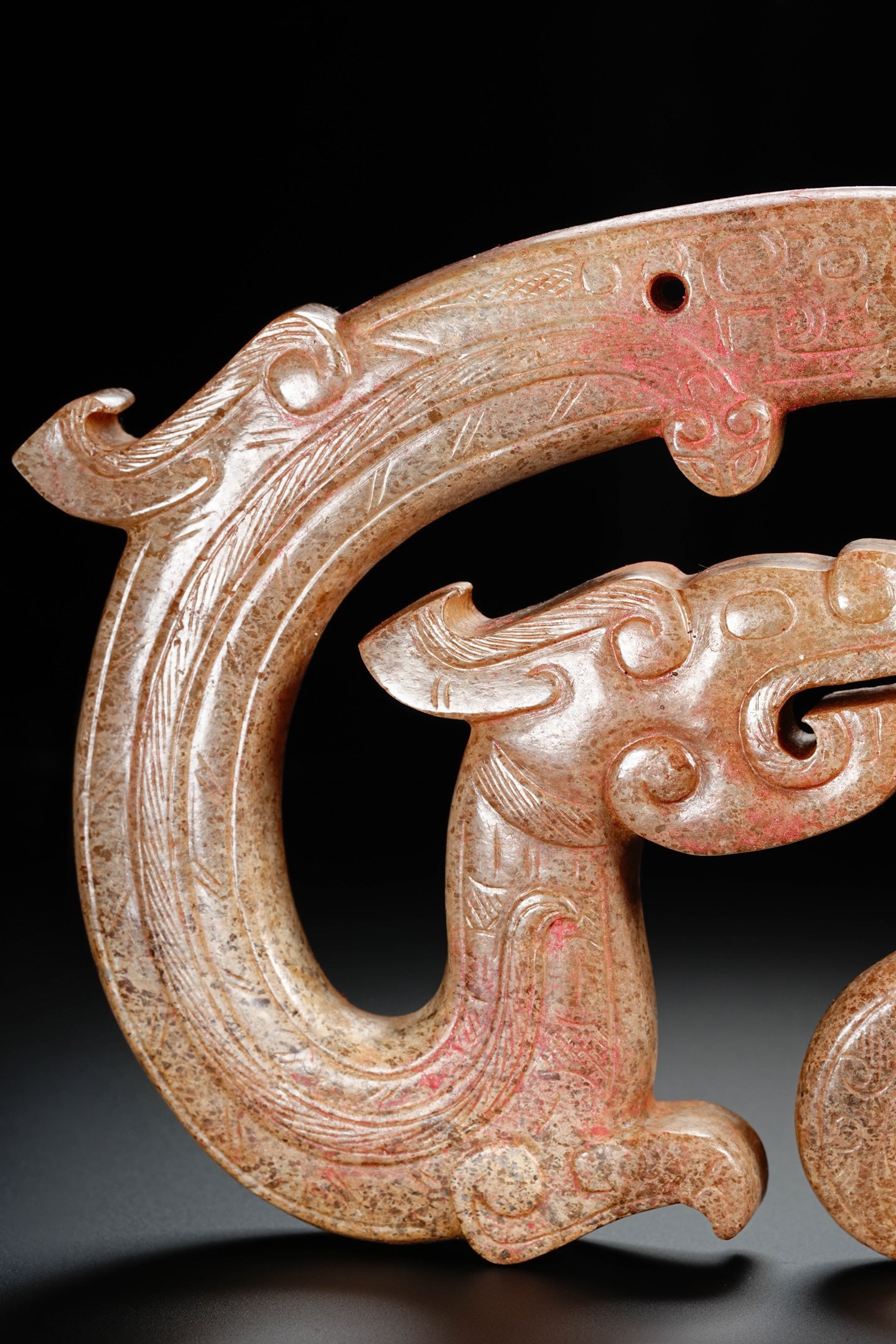 Jade Carved Dragon Shape Bi - 6