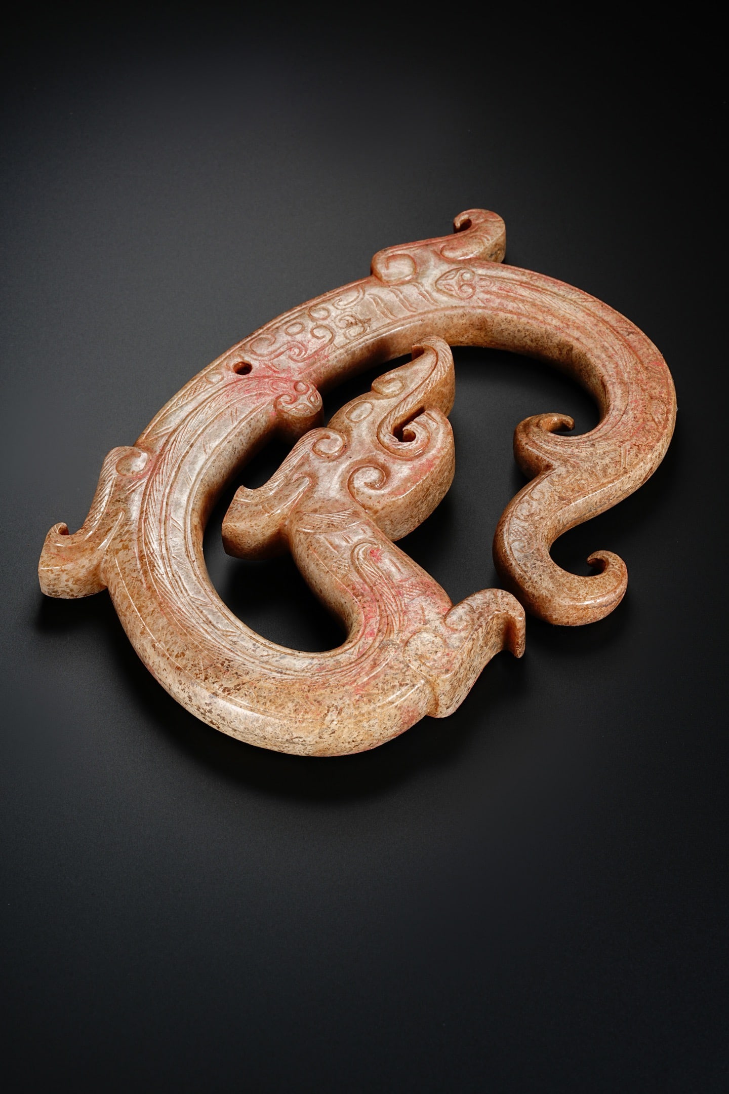 Jade Carved Dragon Shape Bi - 9