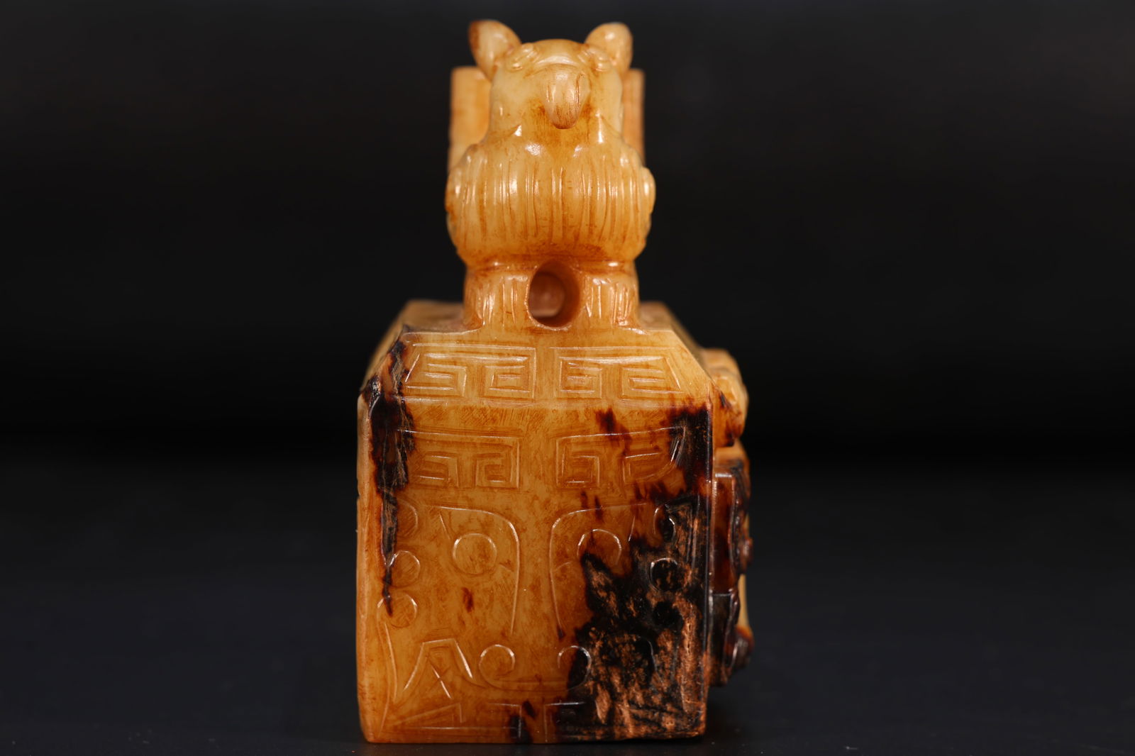Jade Carved Beast Face Pattern Bird Shape Stone Seal - 4