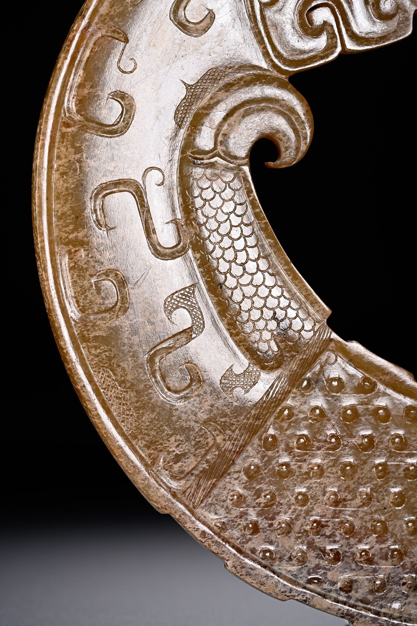 Jade Carved Cloud Pattern Phoenix Shape Yuan - 11