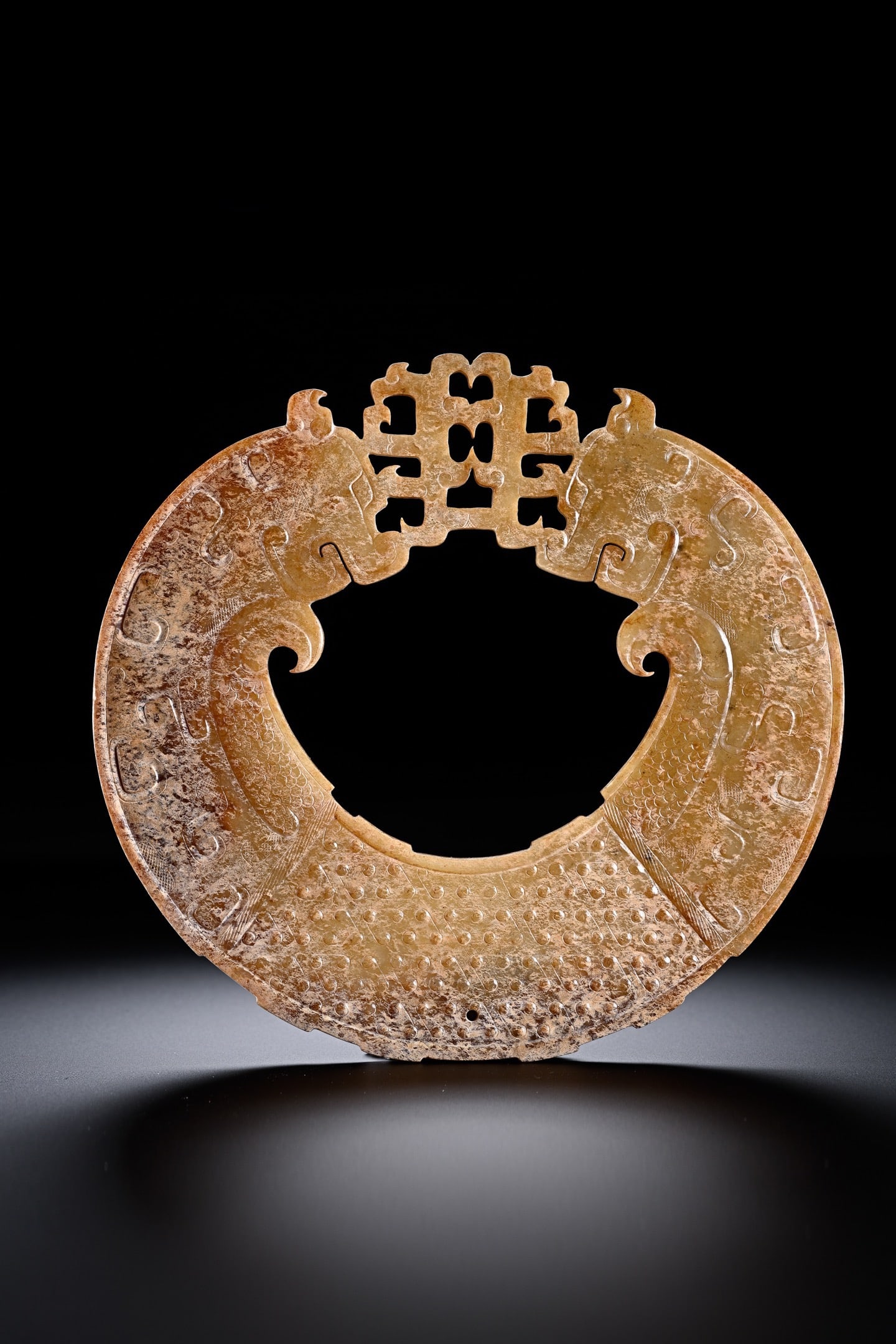 Jade Carved Cloud Pattern Phoenix Shape Yuan - 12