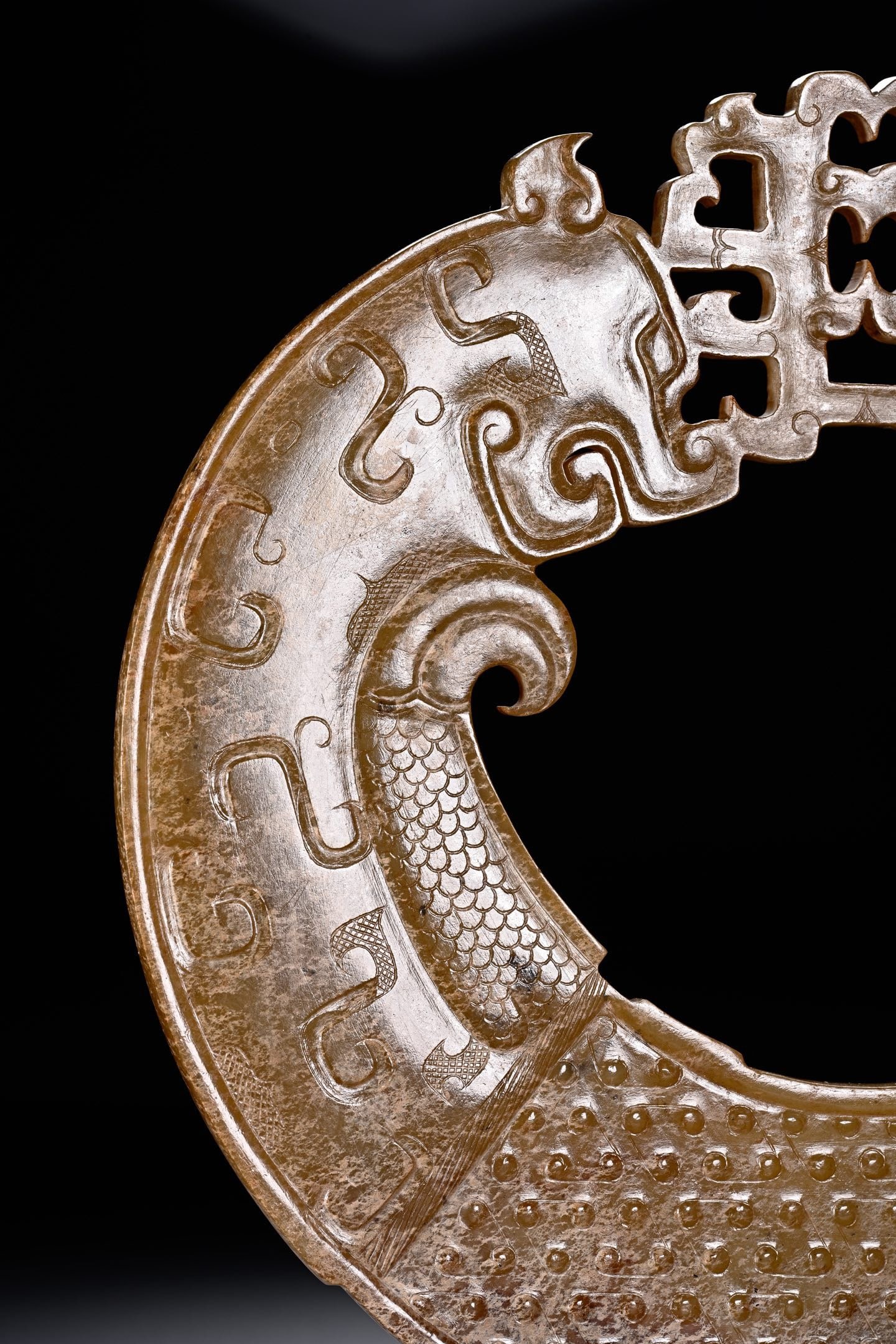 Jade Carved Cloud Pattern Phoenix Shape Yuan - 3