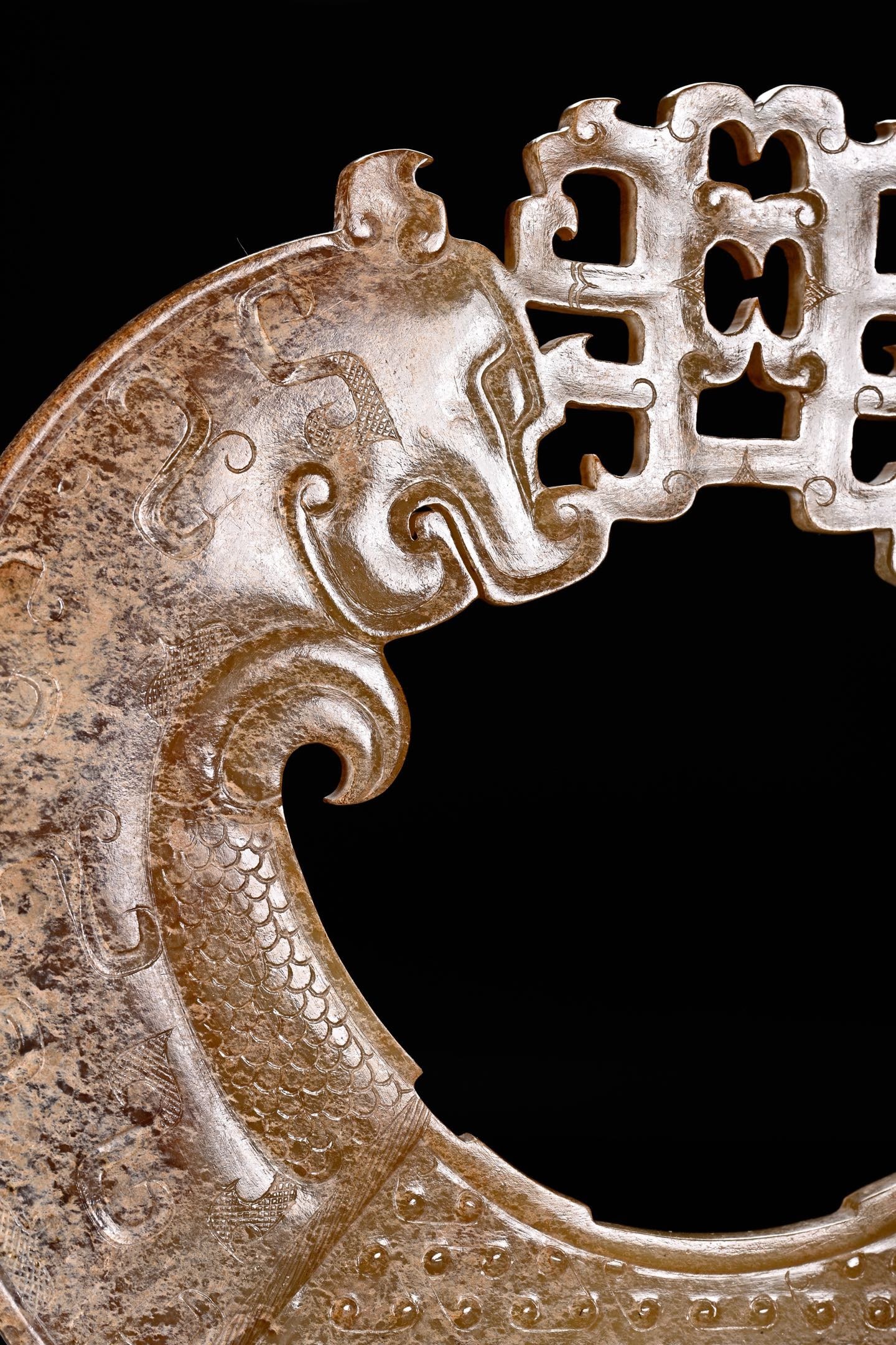 Jade Carved Cloud Pattern Phoenix Shape Yuan - 6