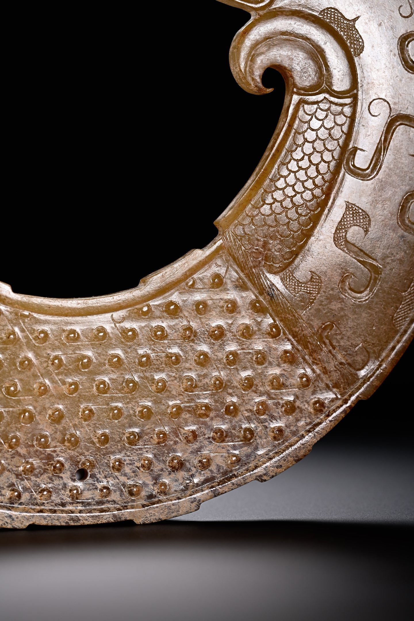 Jade Carved Cloud Pattern Phoenix Shape Yuan - 7