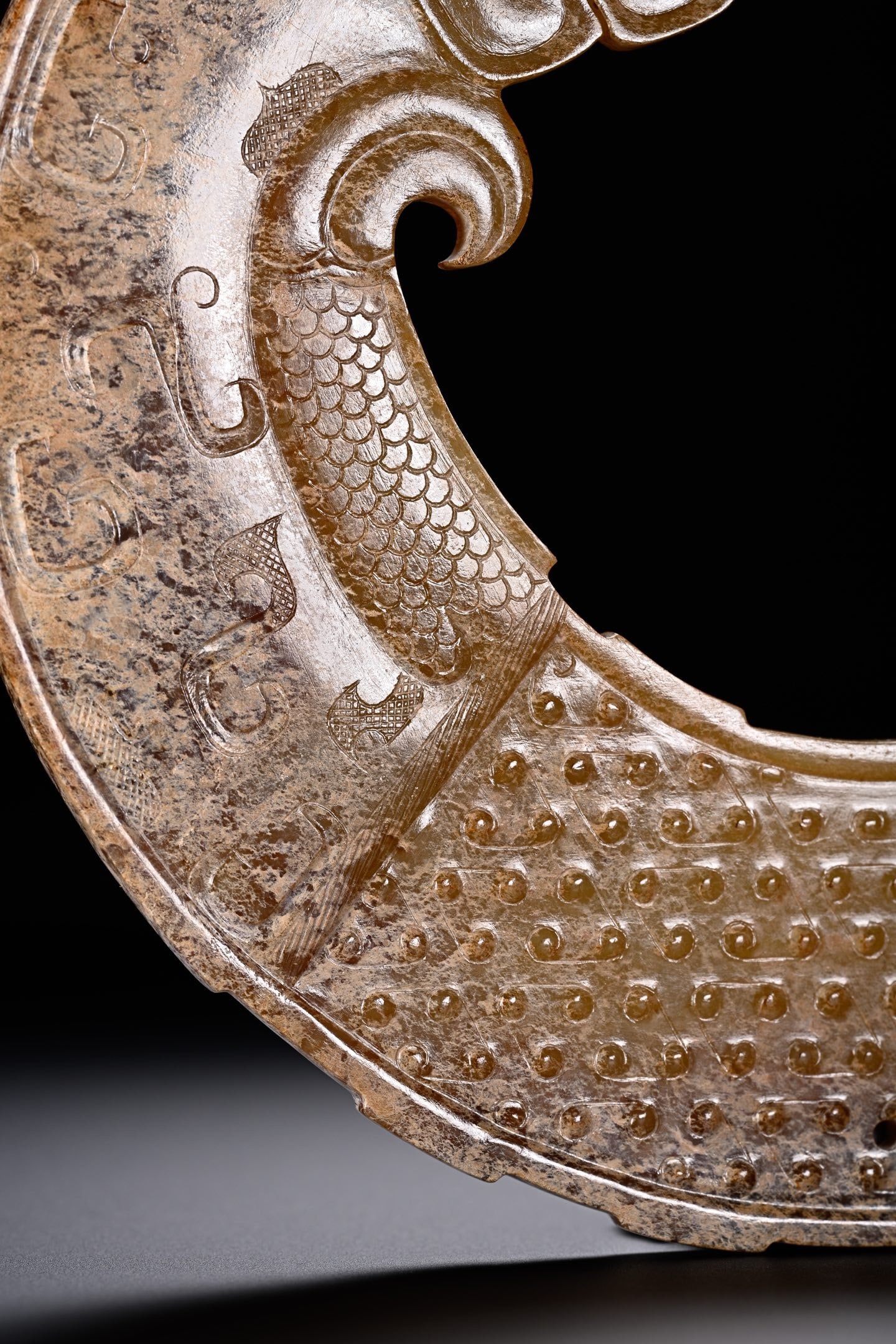 Jade Carved Cloud Pattern Phoenix Shape Yuan - 8