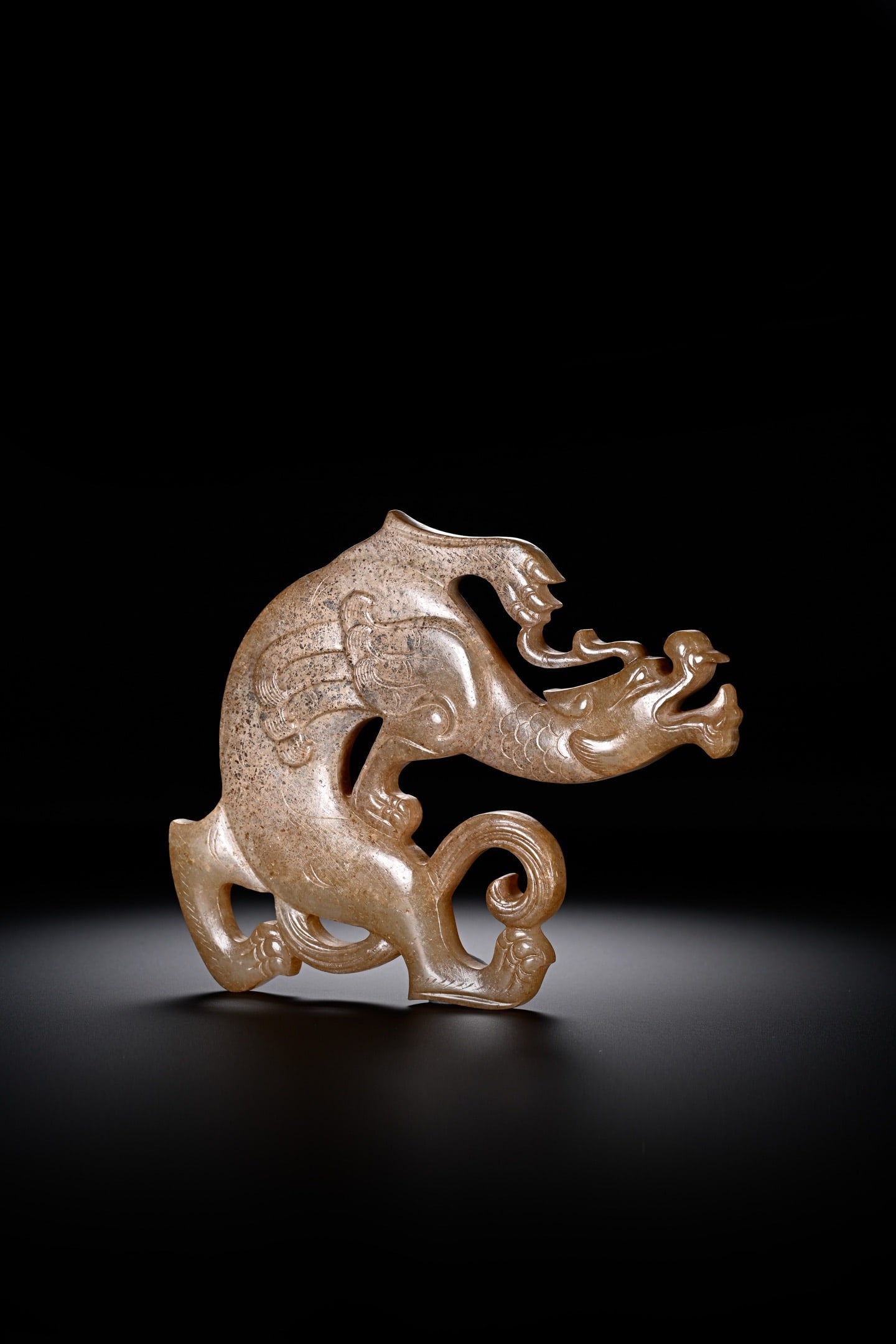 Jade Carved Dragon Shape Bi - 2