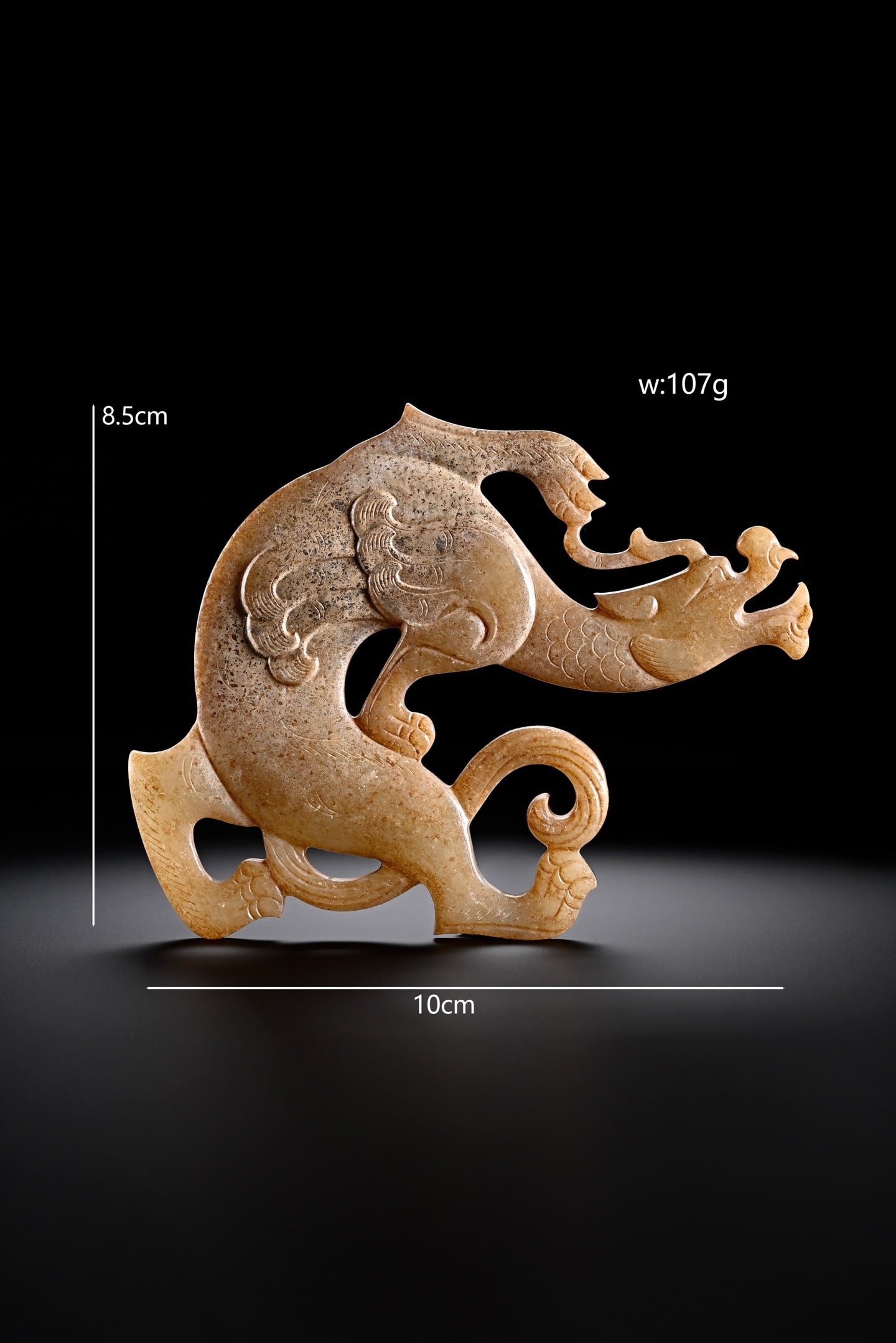 Jade Carved Dragon Shape Bi - 5