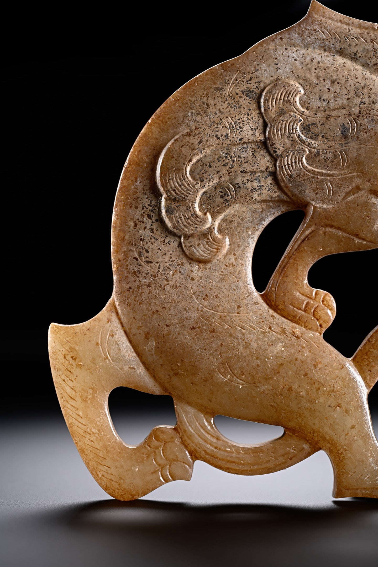 Jade Carved Dragon Shape Bi - 6