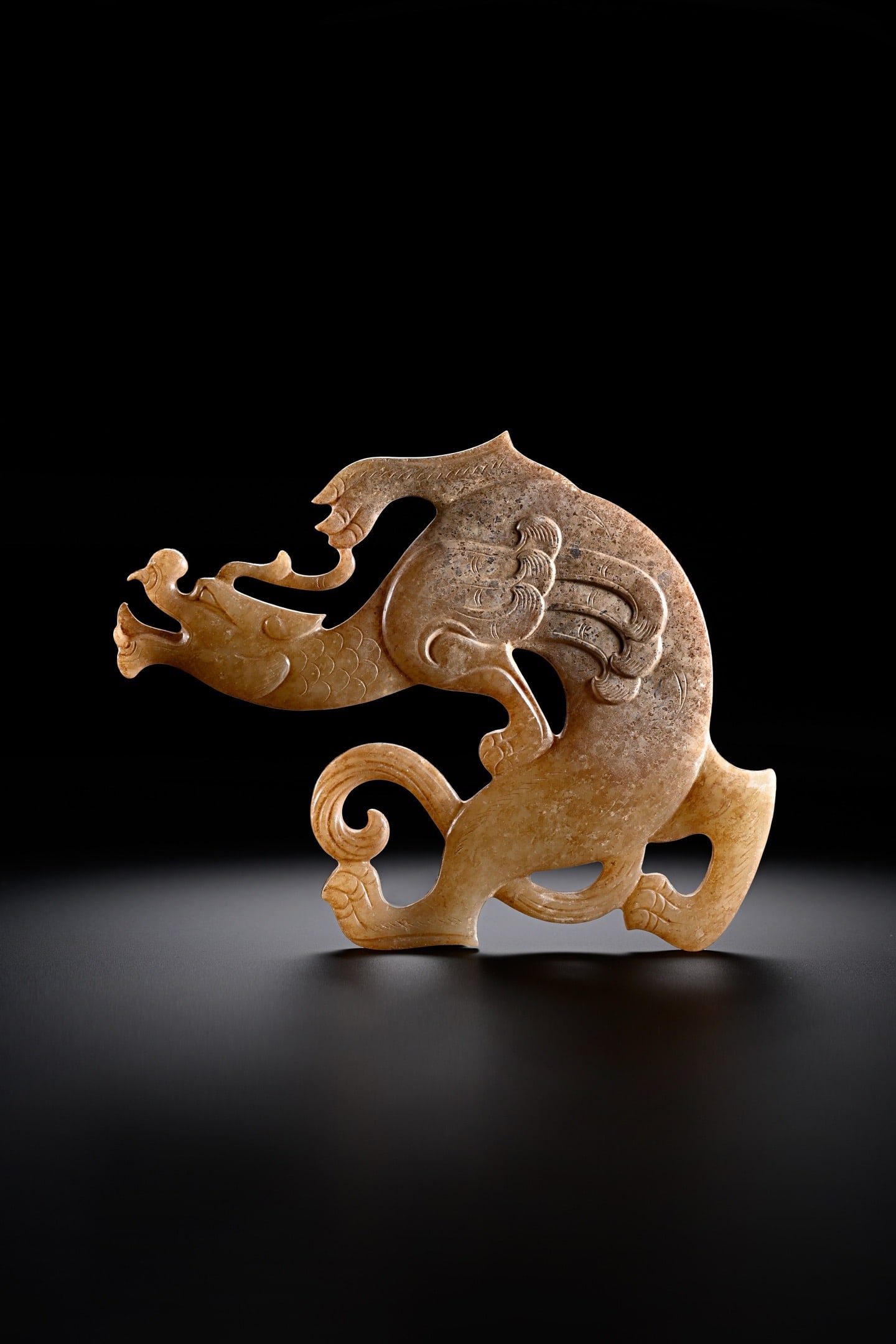 Jade Carved Dragon Shape Bi - 7