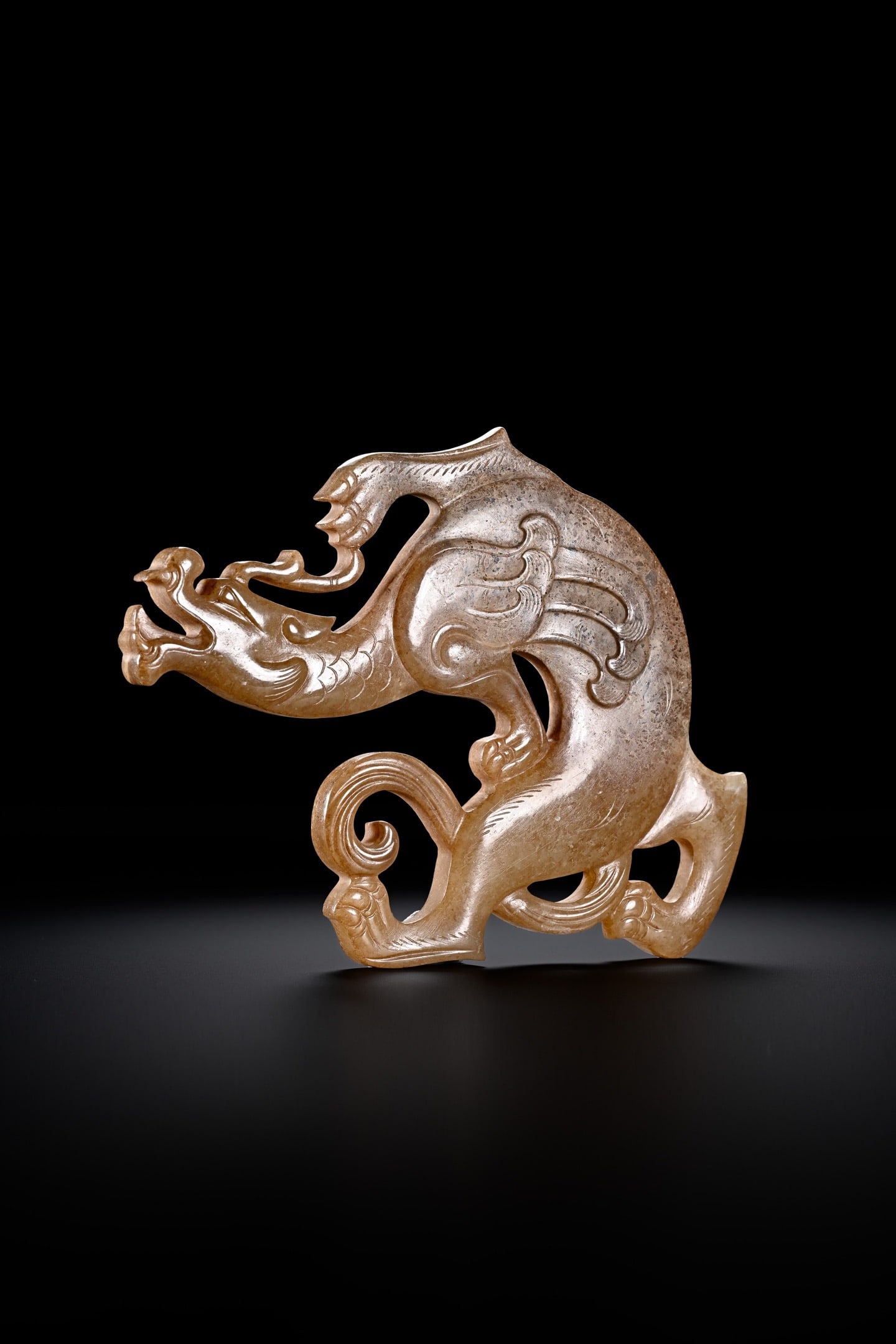 Jade Carved Dragon Shape Bi - 8