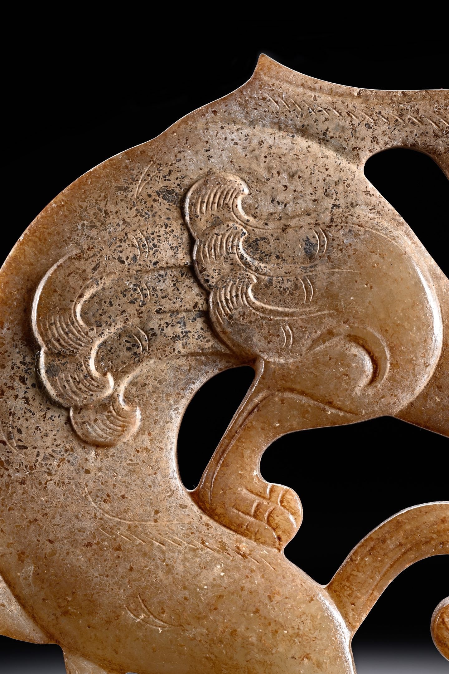 Jade Carved Dragon Shape Bi - 9