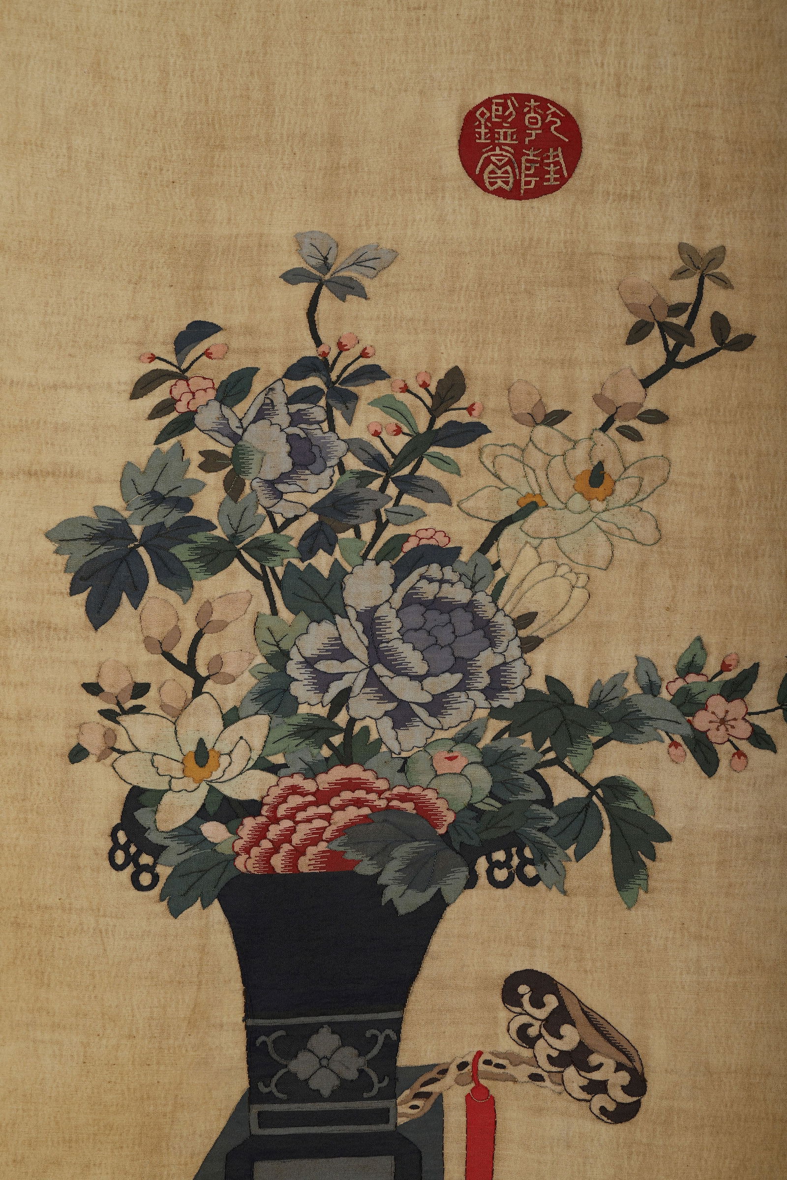 Silk Flower and Flower Pot Pattern Embroidery - 2