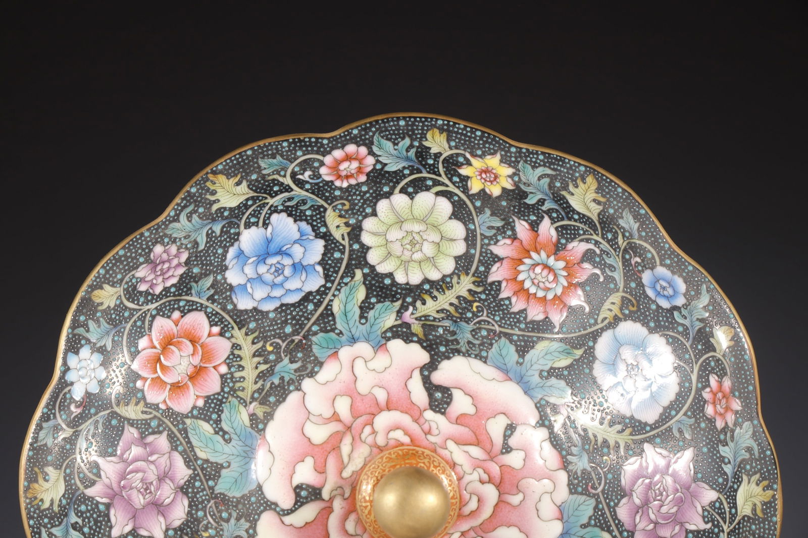 Enamel Drawing Flower Pattern Porcelain Lid Pot - 9