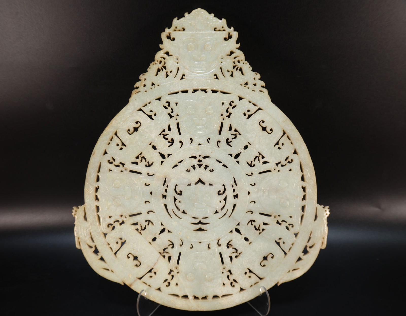 Jade Carved Beast Face and Bird Pattern Bi - 8