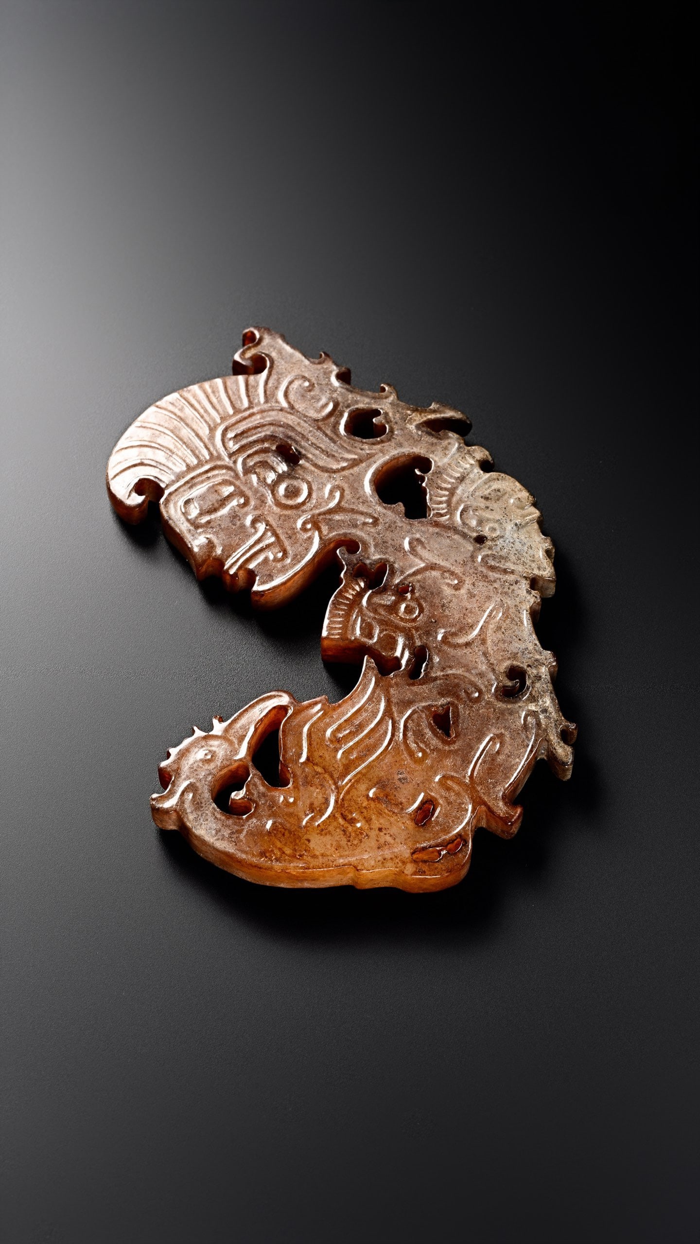 Jade Carved Beast Face Pattern Bi - 4