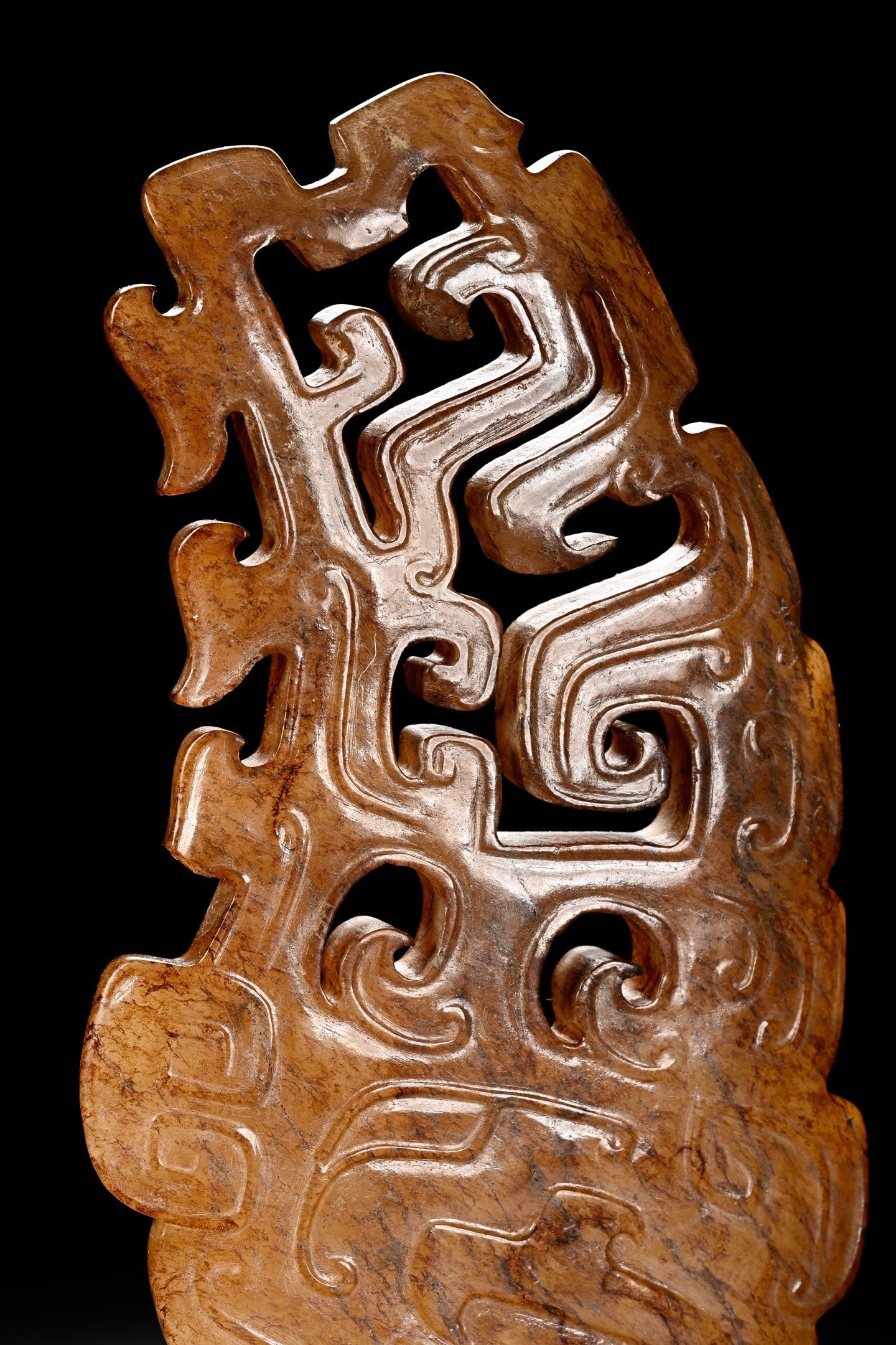 Jade Carved Beast Face Pattern Bi - 6