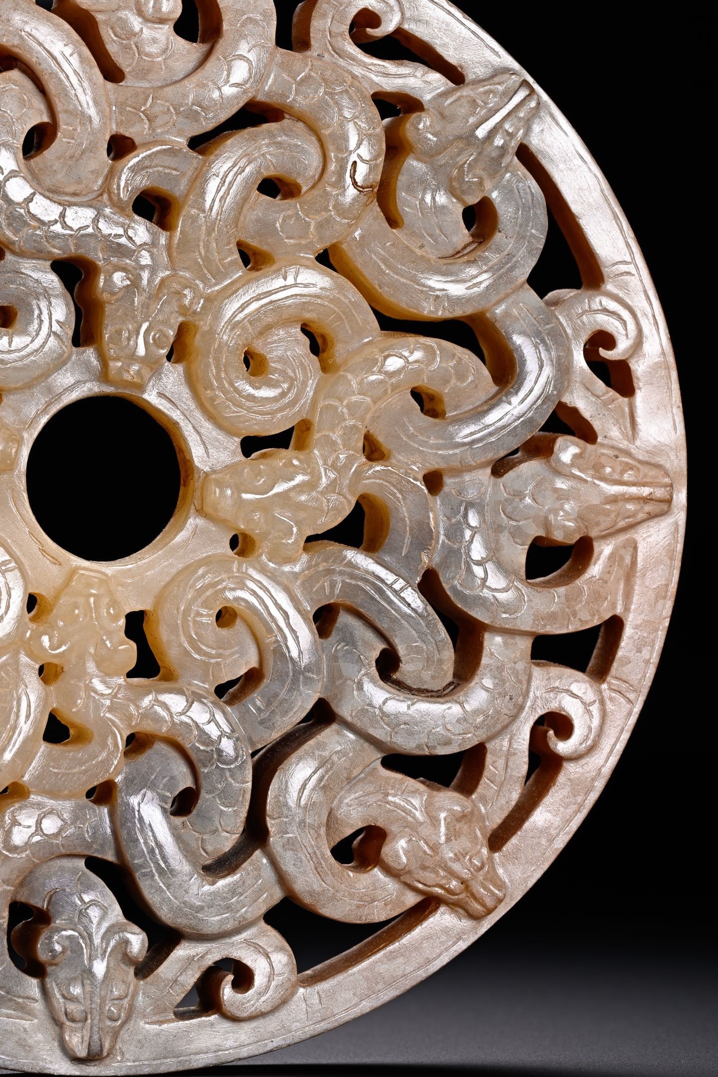 Jade Carved Dragon Pattern Bi - 2