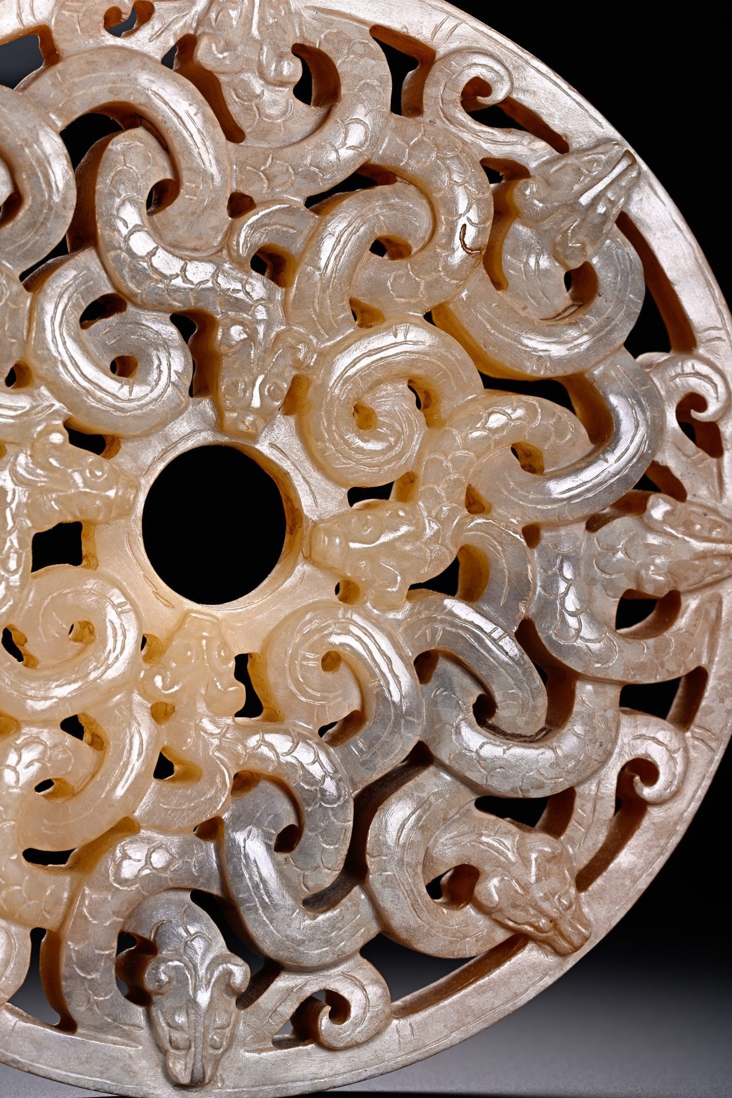 Jade Carved Dragon Pattern Bi - 6