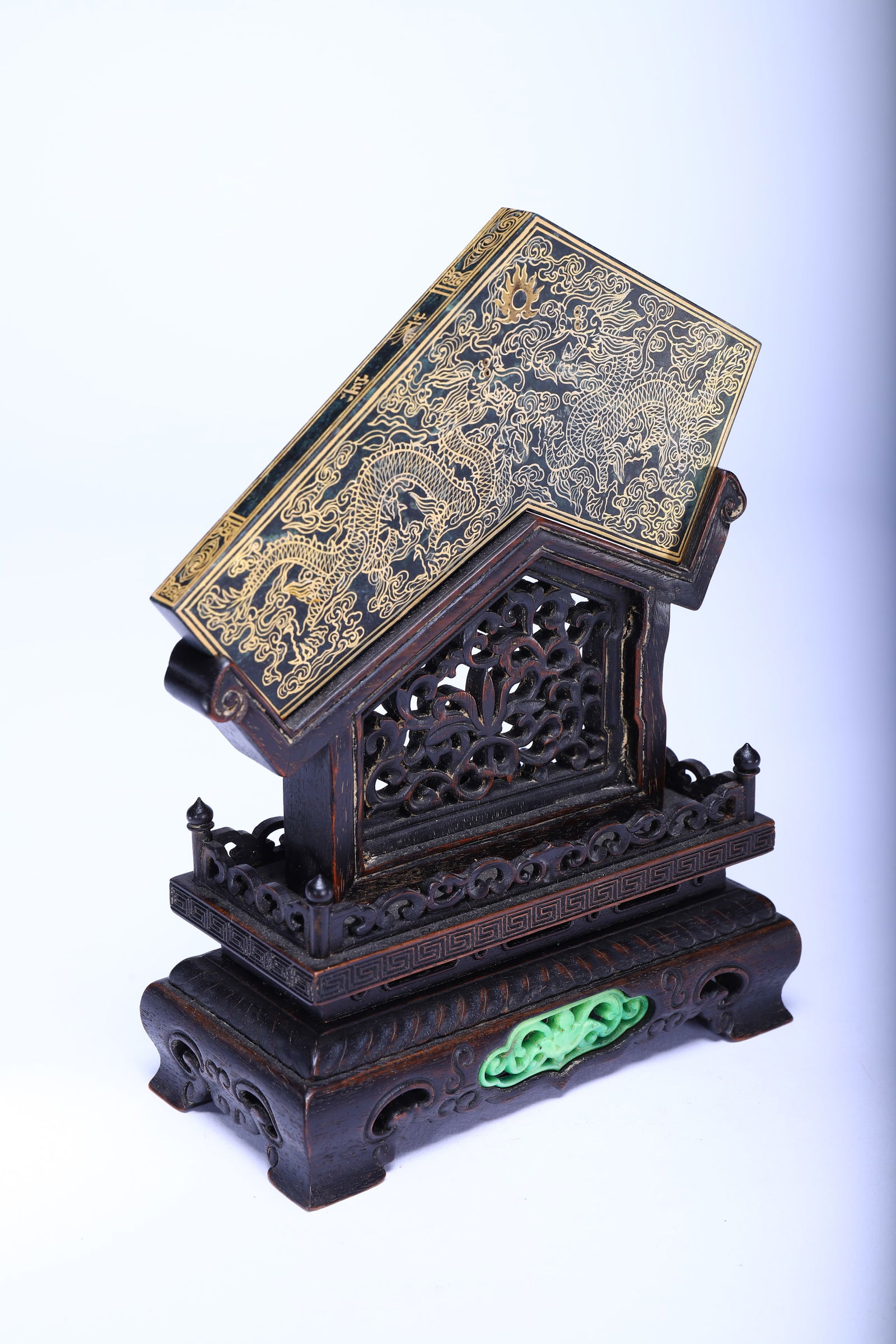 Jasper Jade Gold Drawing Dragon Pattern Qin - 5