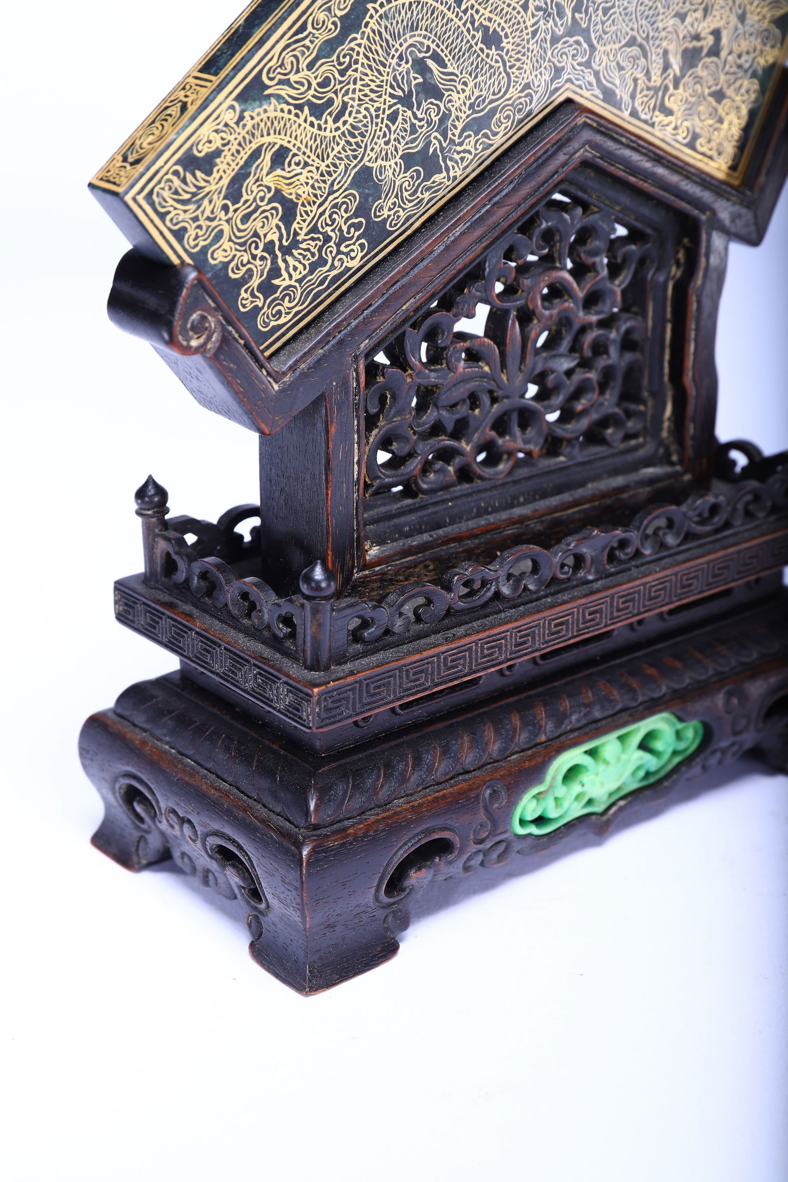 Jasper Jade Gold Drawing Dragon Pattern Qin - 6