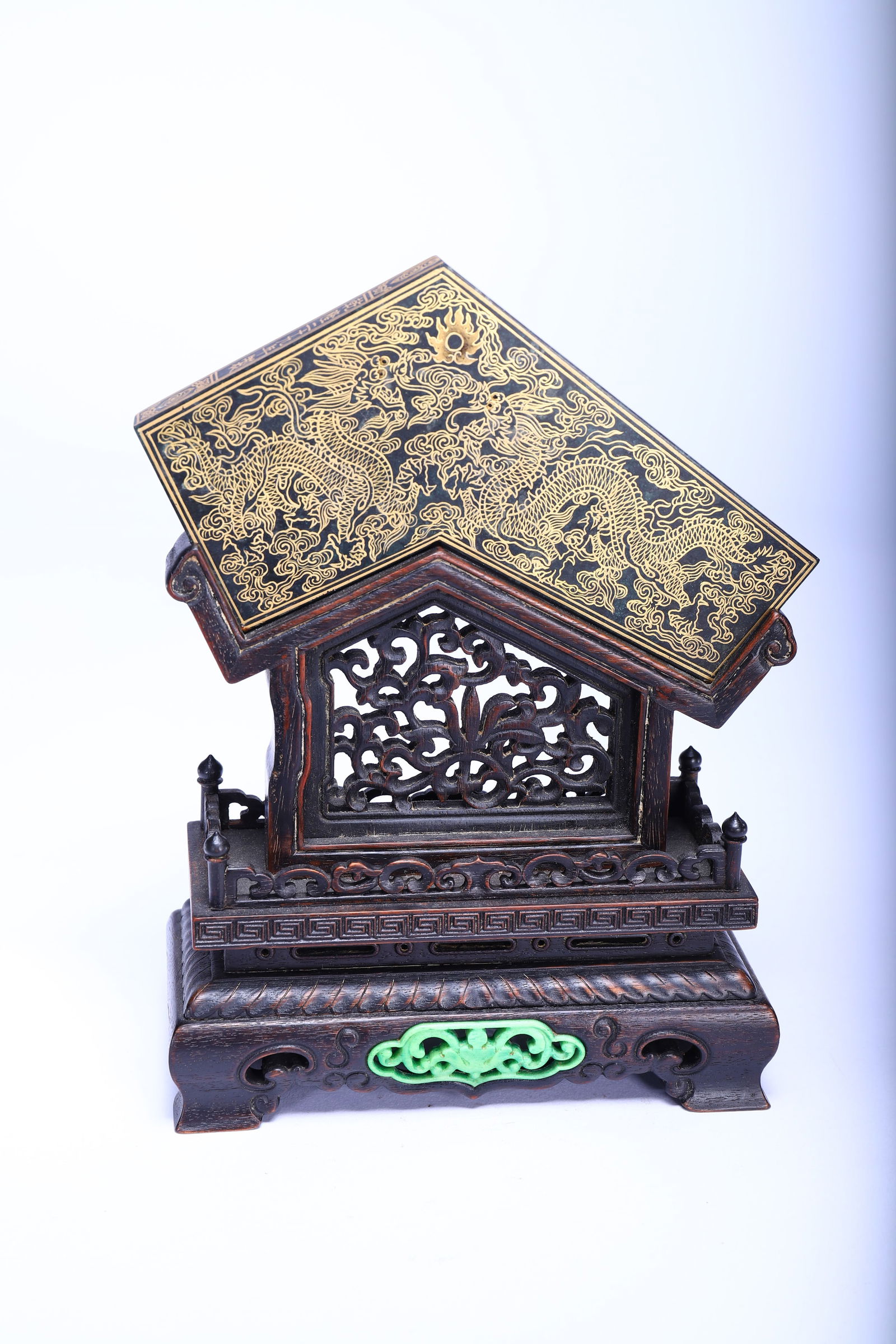 Jasper Jade Gold Drawing Dragon Pattern Qin - 7