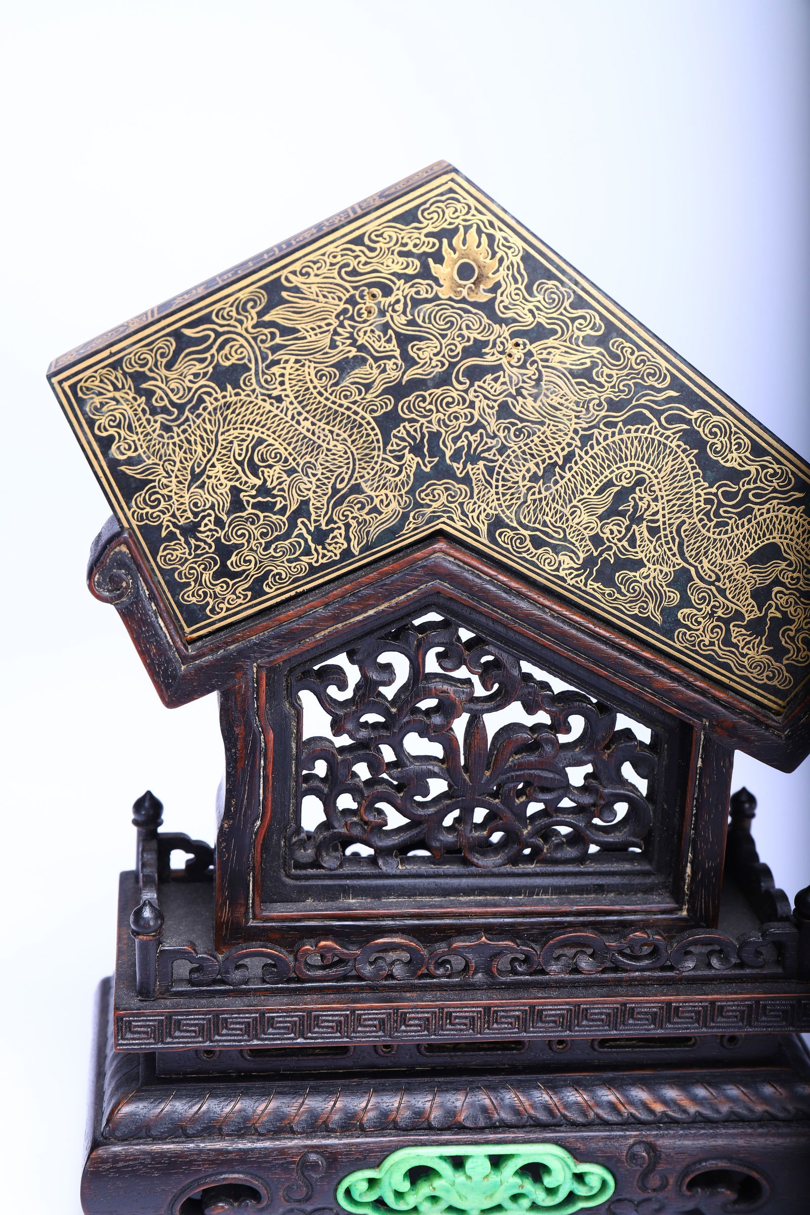 Jasper Jade Gold Drawing Dragon Pattern Qin - 8