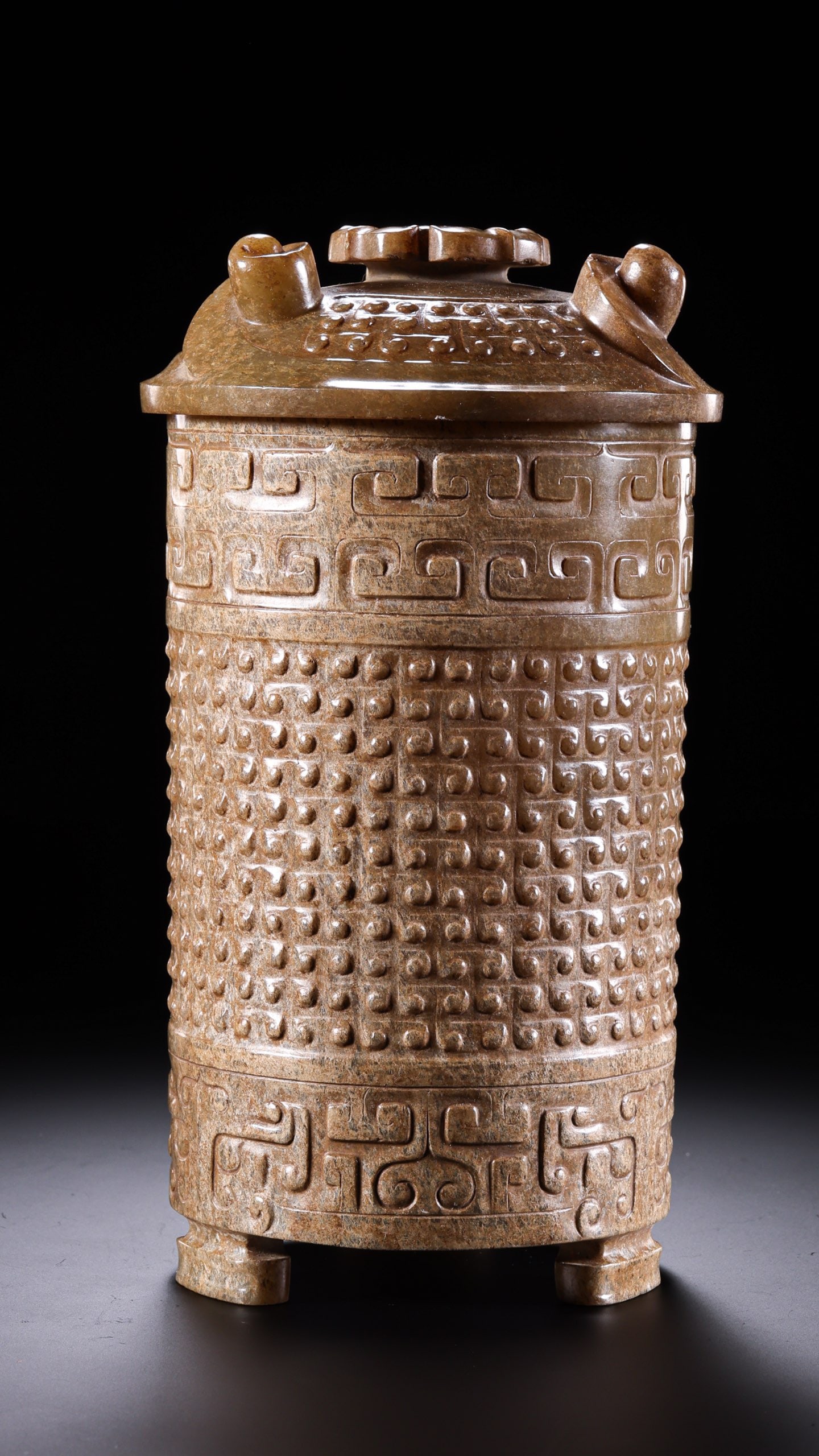 Jade Carved Dragon and Cloud Pattern Lid Pot - 12