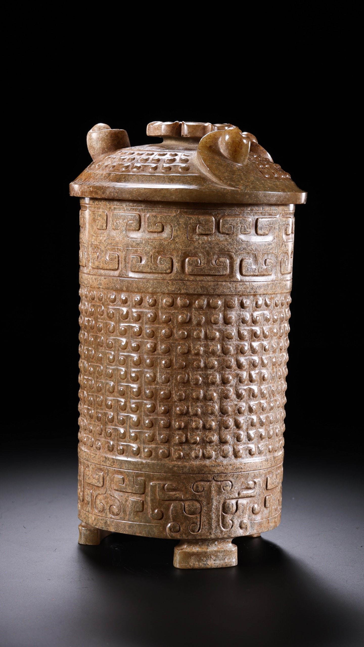 Jade Carved Dragon and Cloud Pattern Lid Pot - 6