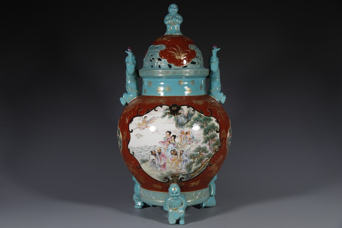 Enamel Drawing Character Story Pattern Porcelain Lid Pot (1 of 9)